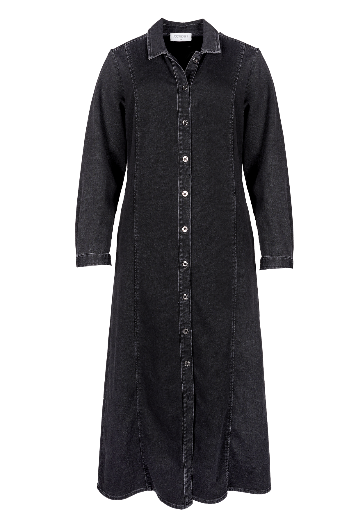 LANGE DOORKNOOPJURK IN ZWARTE DENIM (8511)