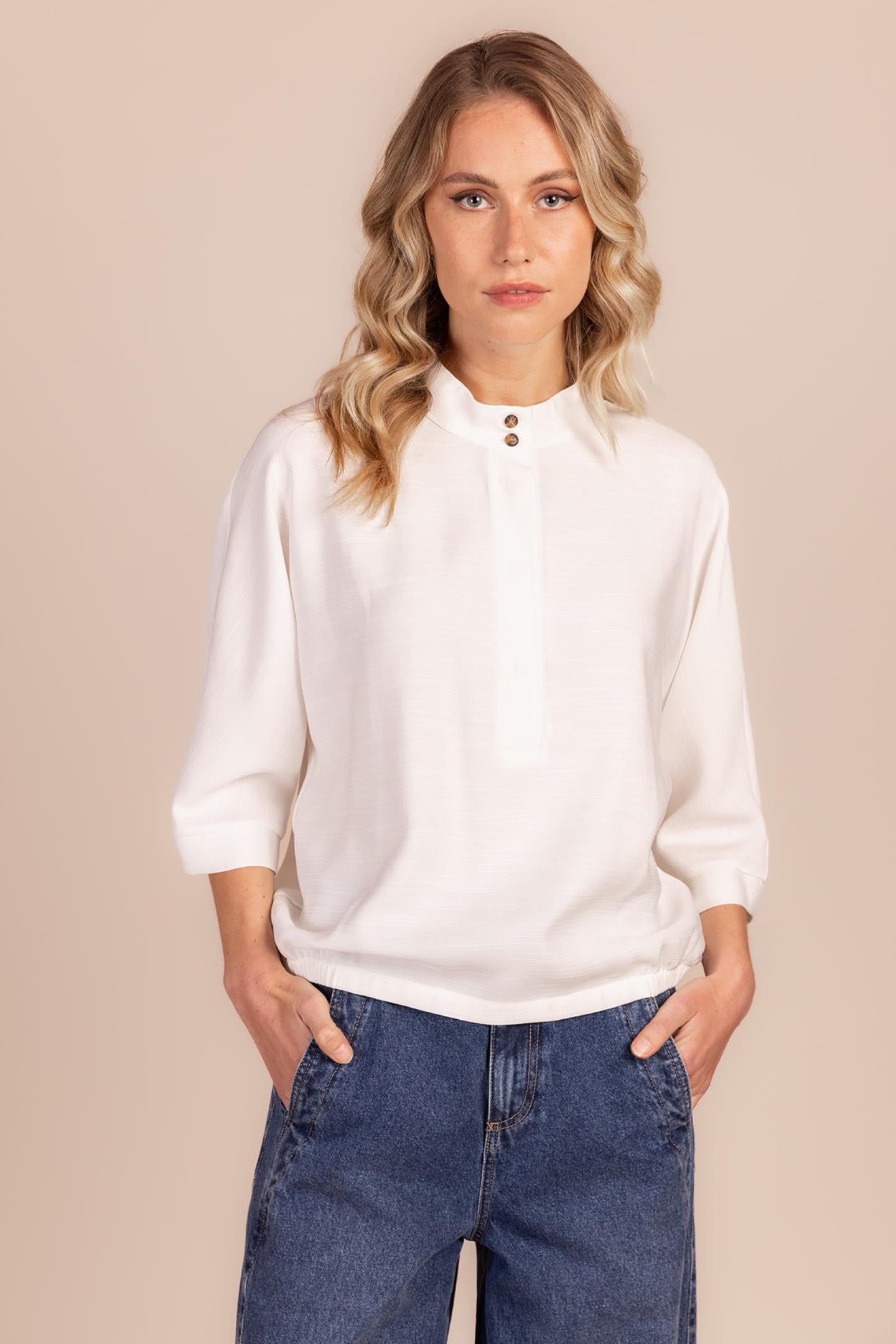 BLOUSE MET OPSTAANDE KRAAG (8589)