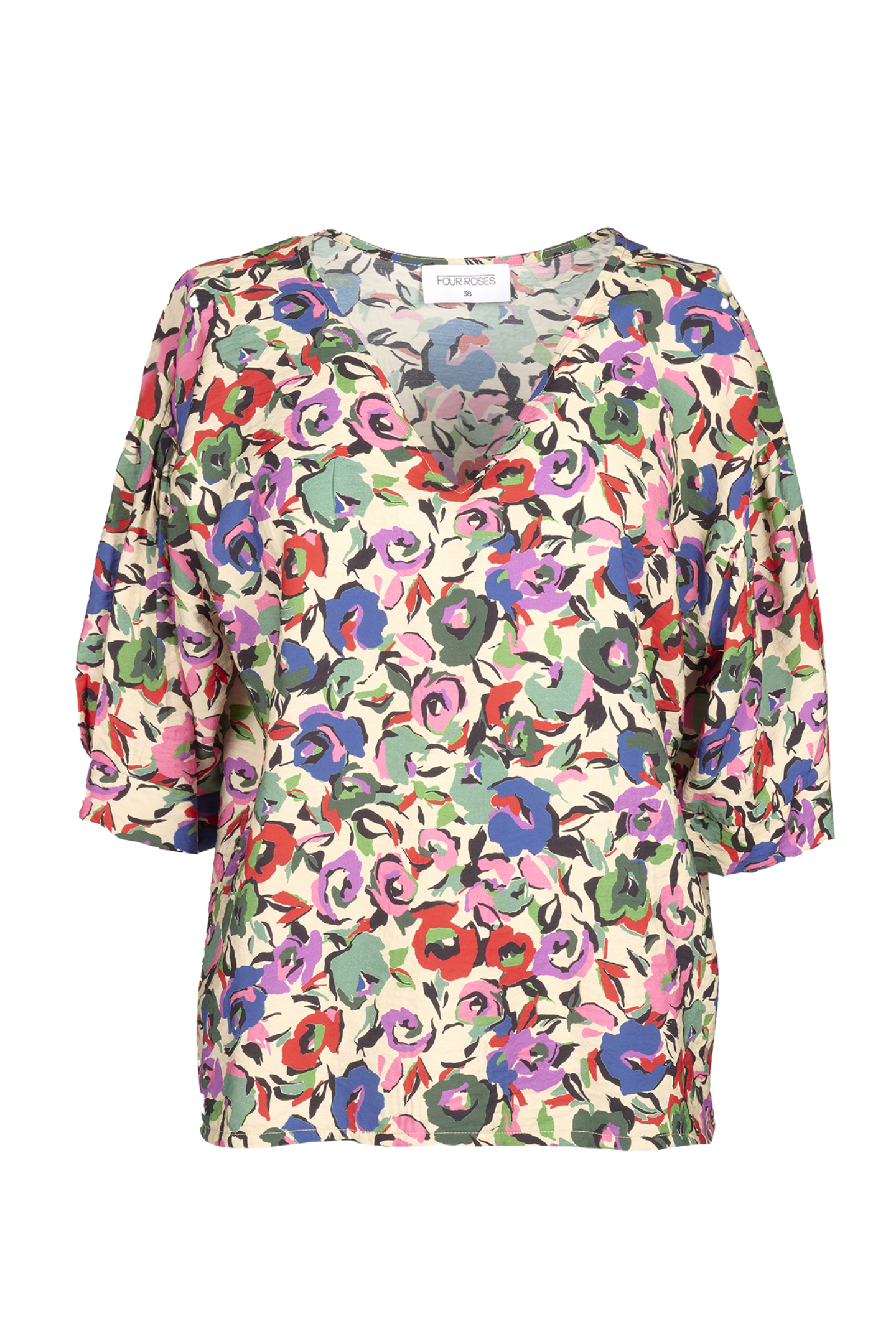BLOUSE MET V-HALS EN BLOEMENPRINT (8590)