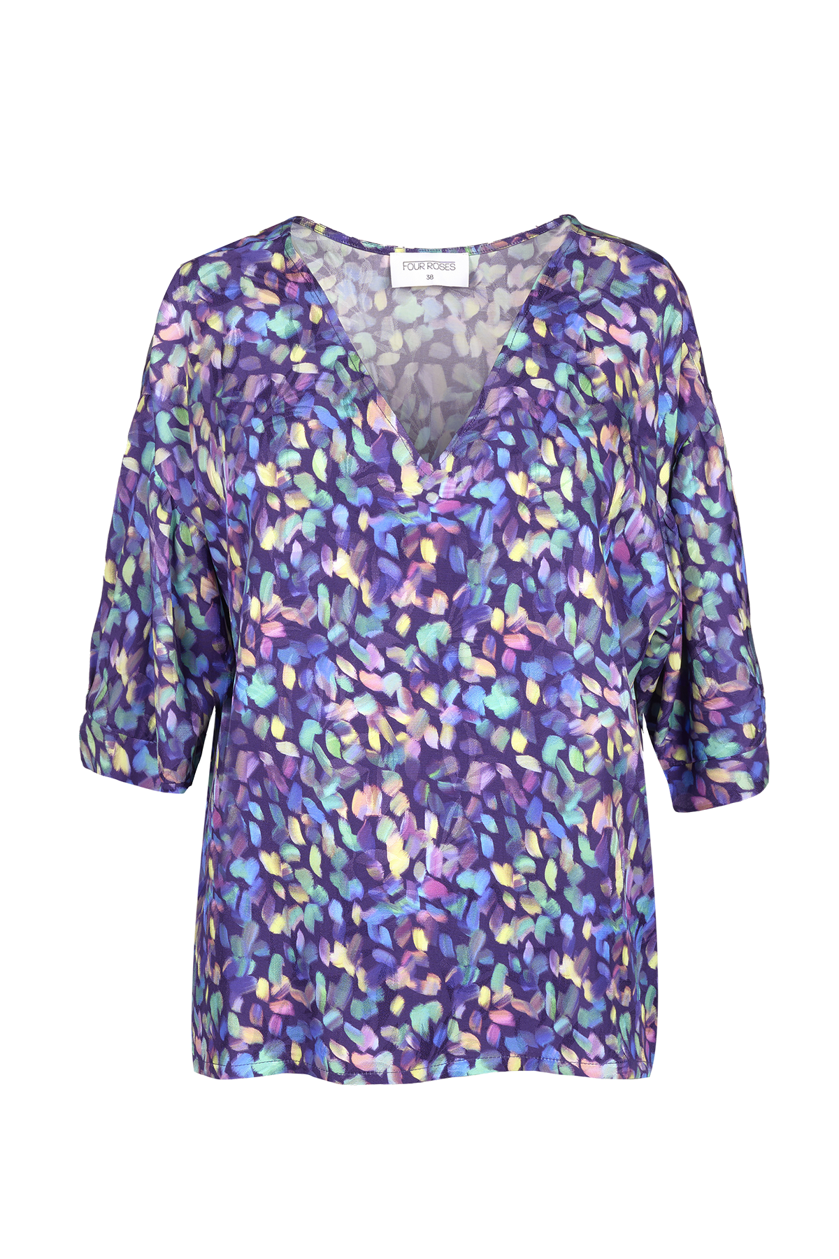 MULTICOLOUR BLOUSE MET V-HALS (8591)