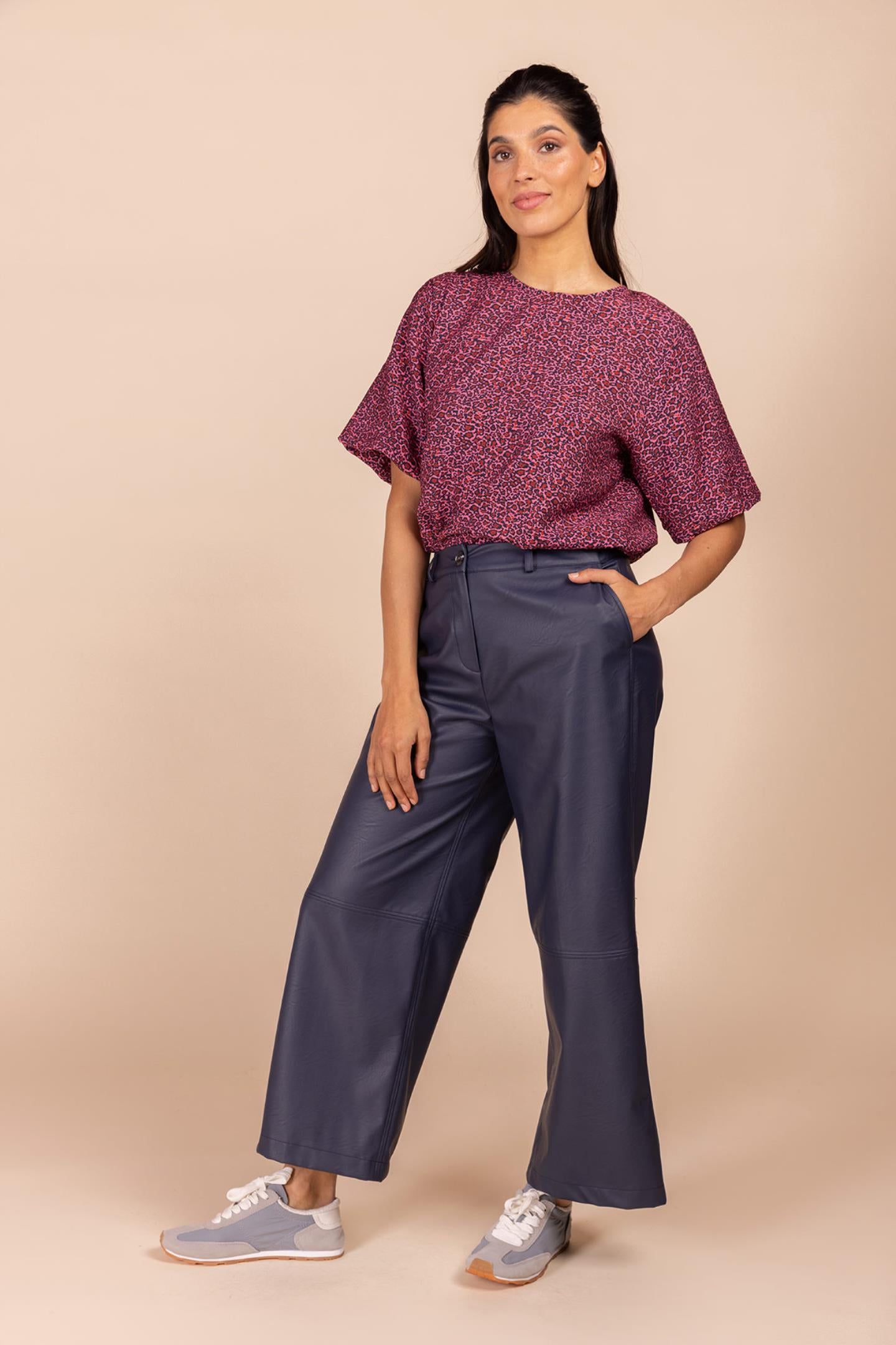 LEOPARD BLOUSE MET POFMOUW (8593)