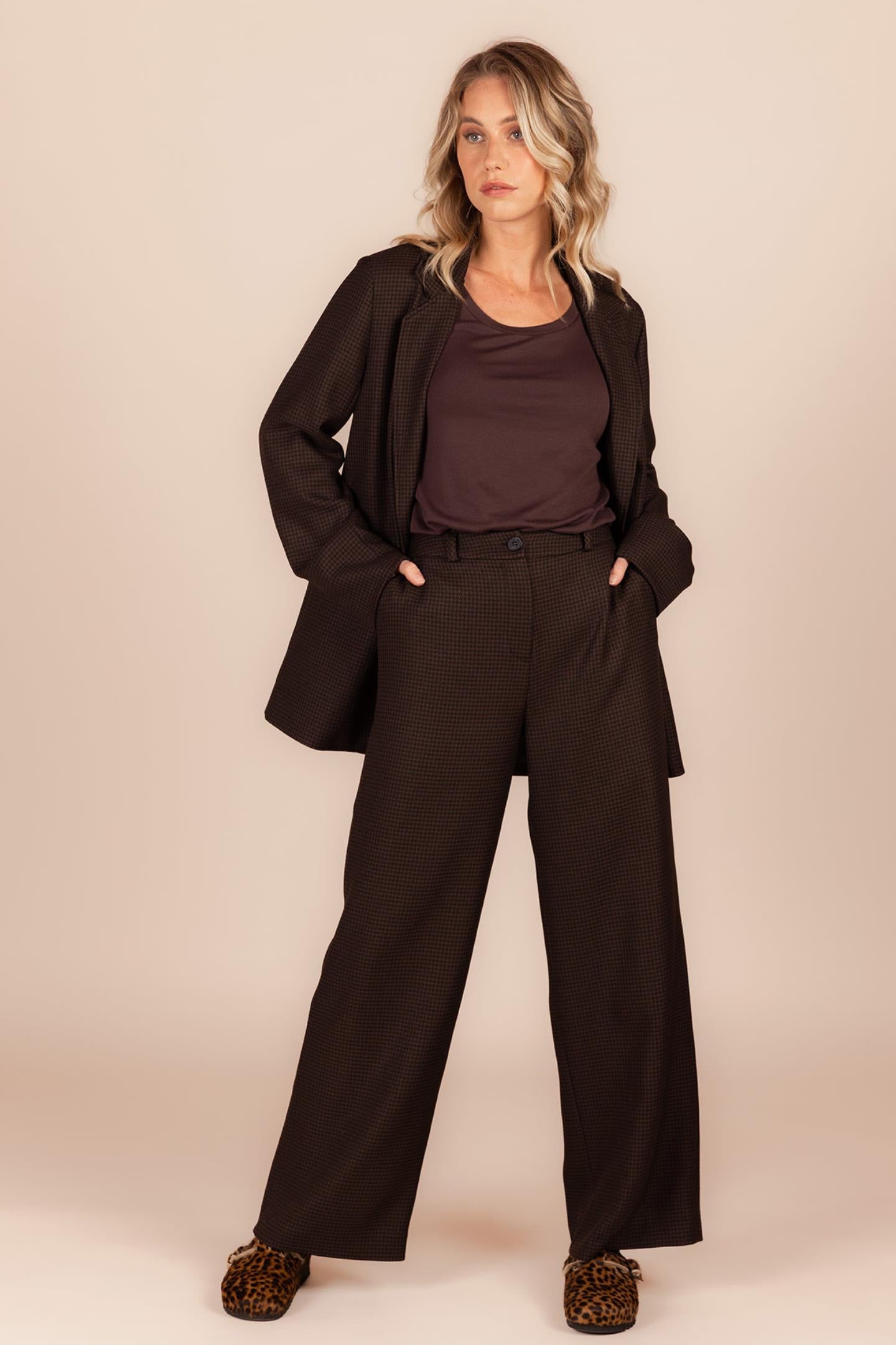 BROEK MET PIED DE POULE DESSIN (8606)