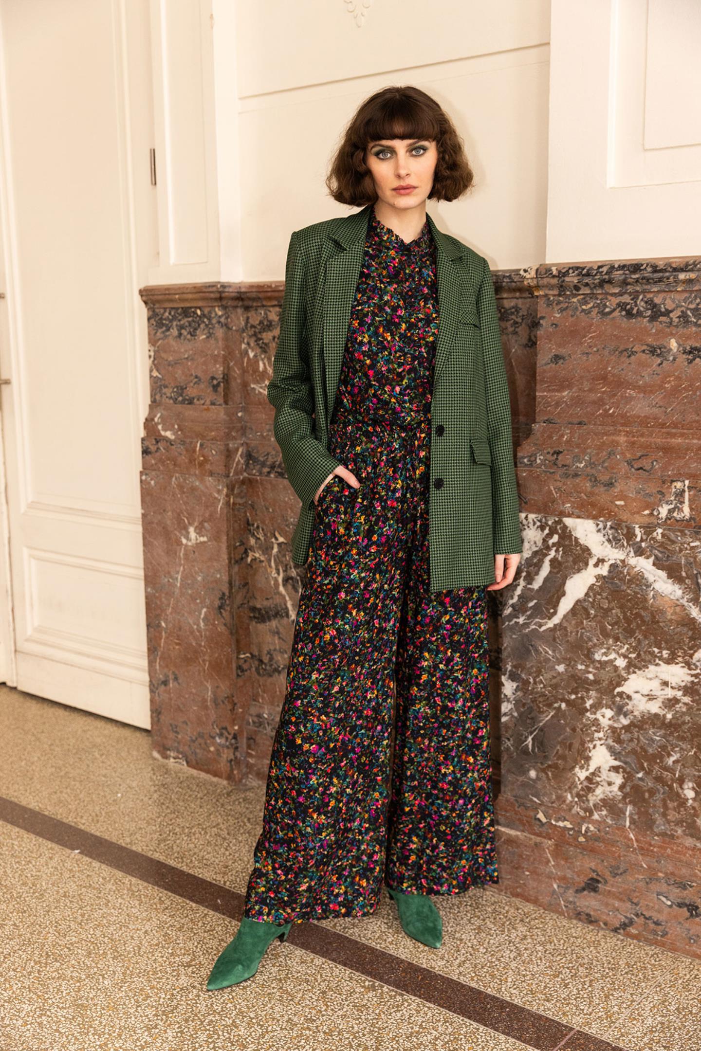 COMFY BROEK MET ABSTRACTE BLOEMENPRINT (8612)