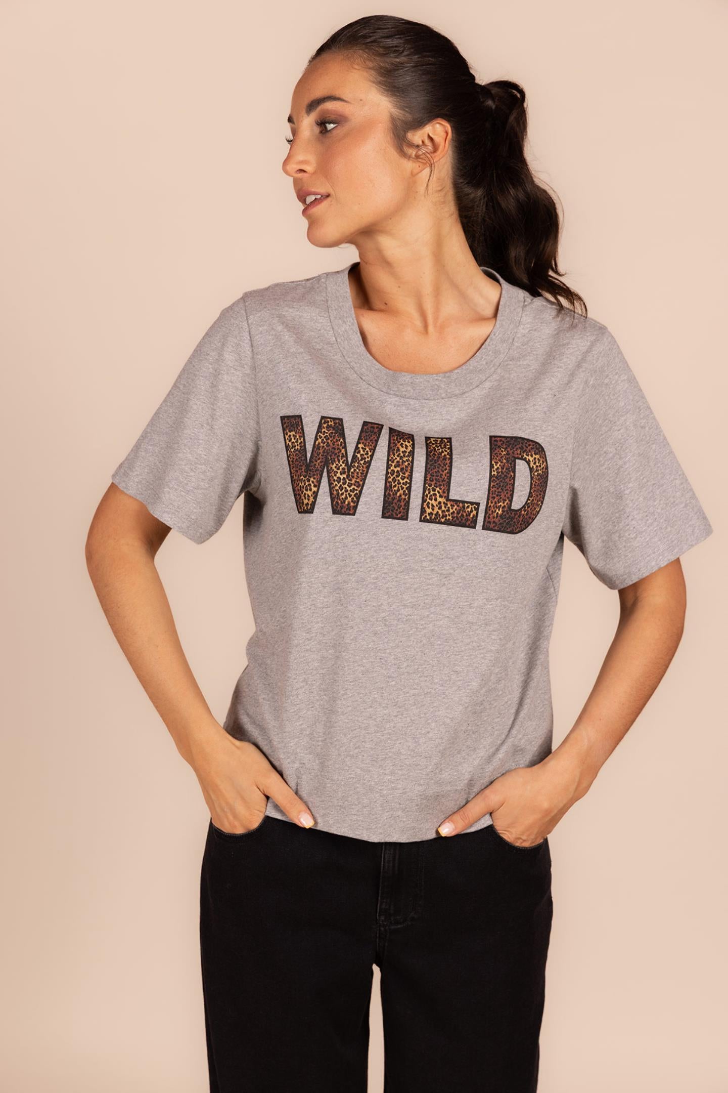 GRIJZE T-SHIRT "WILD" (8620)
