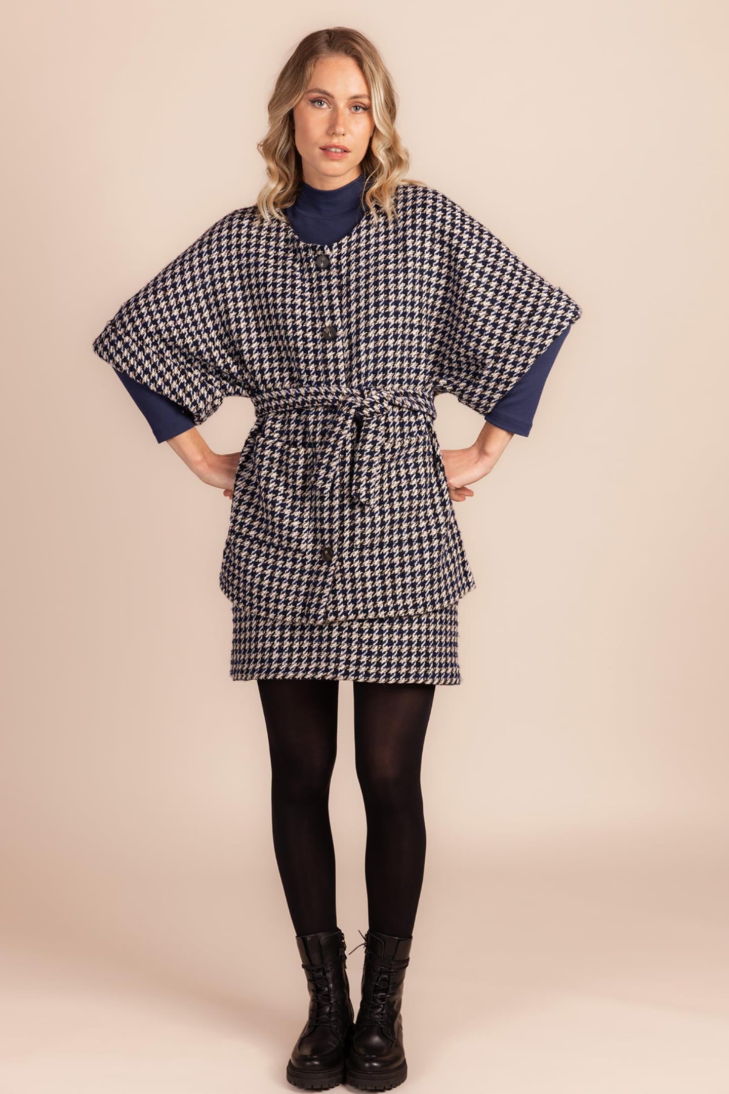 MINI ROK MET PIED DE POULE DESSIN (8649)