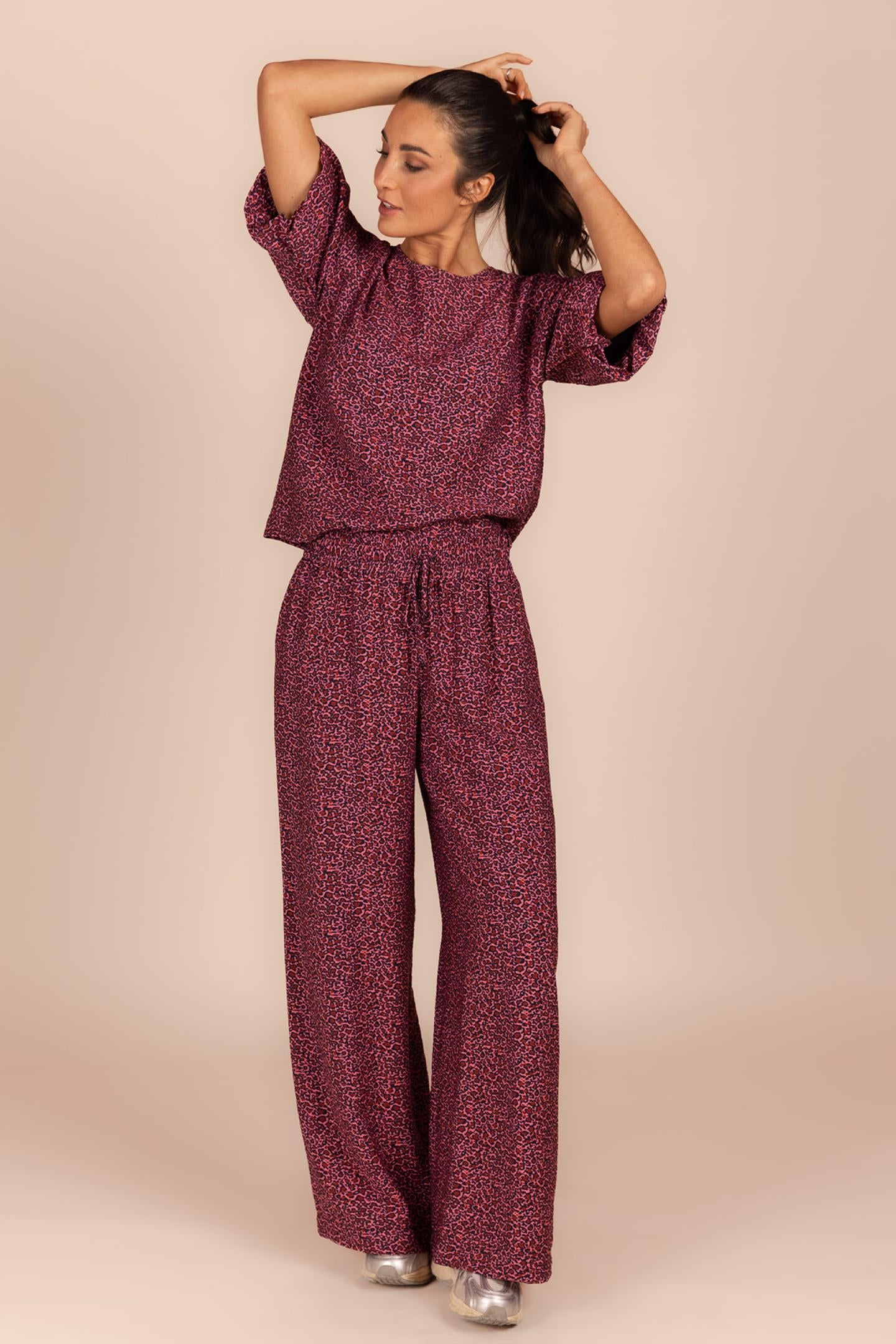 COMFY BROEK ROZE LEOPARD (8670)