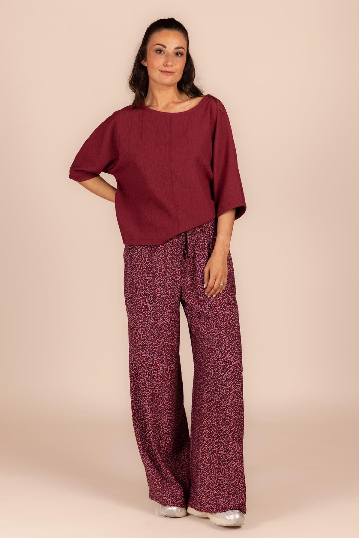 COMFY BROEK ROZE LEOPARD (8670)