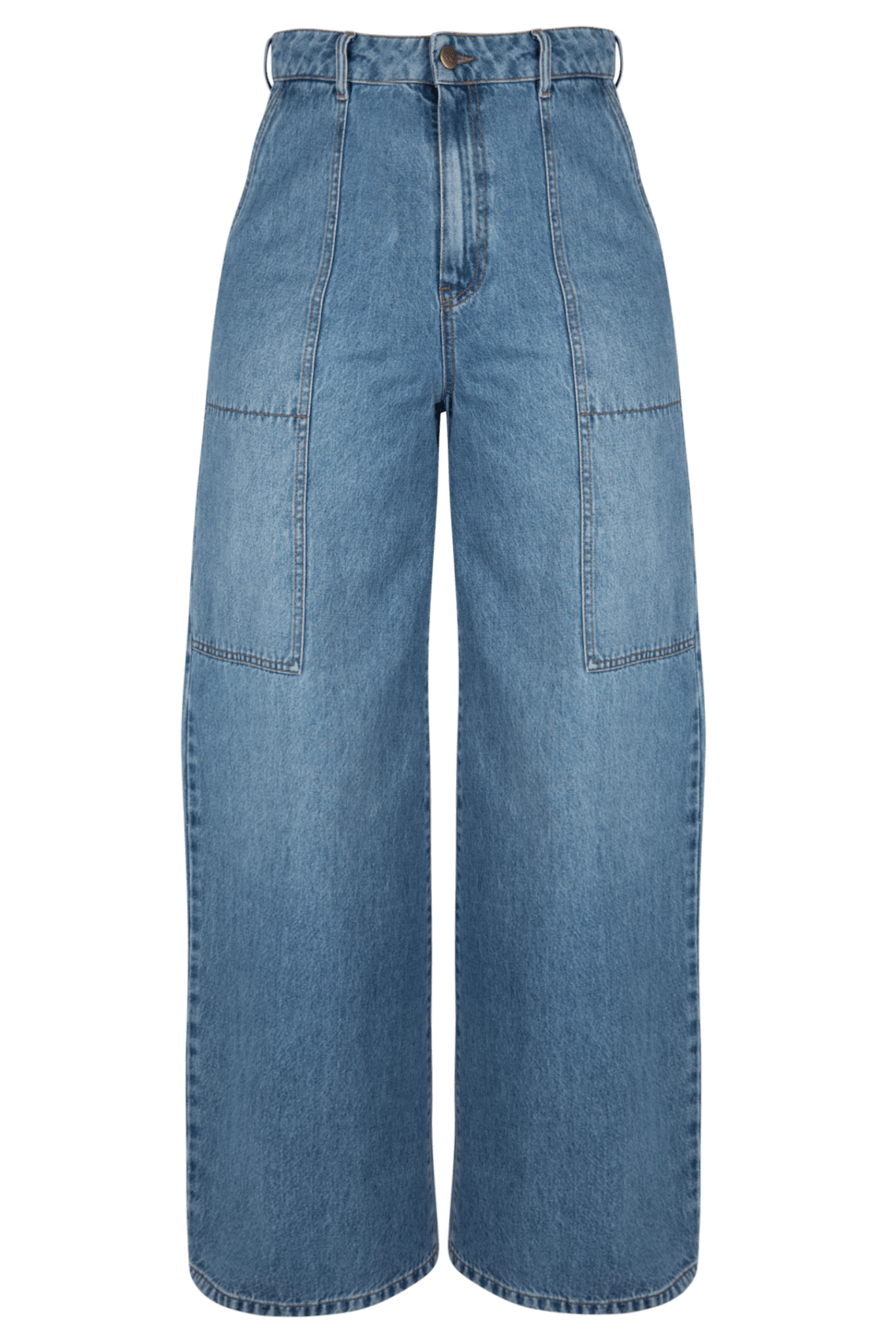 BLAUWE WIJDE JEANS MET FANTASIESTIKSELS (9508) - Four Roses