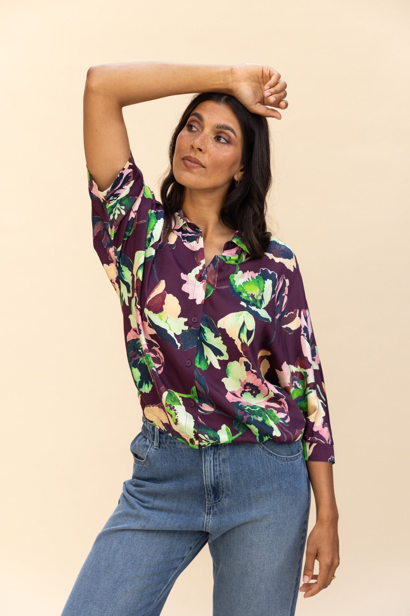 BLOUSE MET MULTICOLOR BLOEMENPRINT (9574) - Four Roses