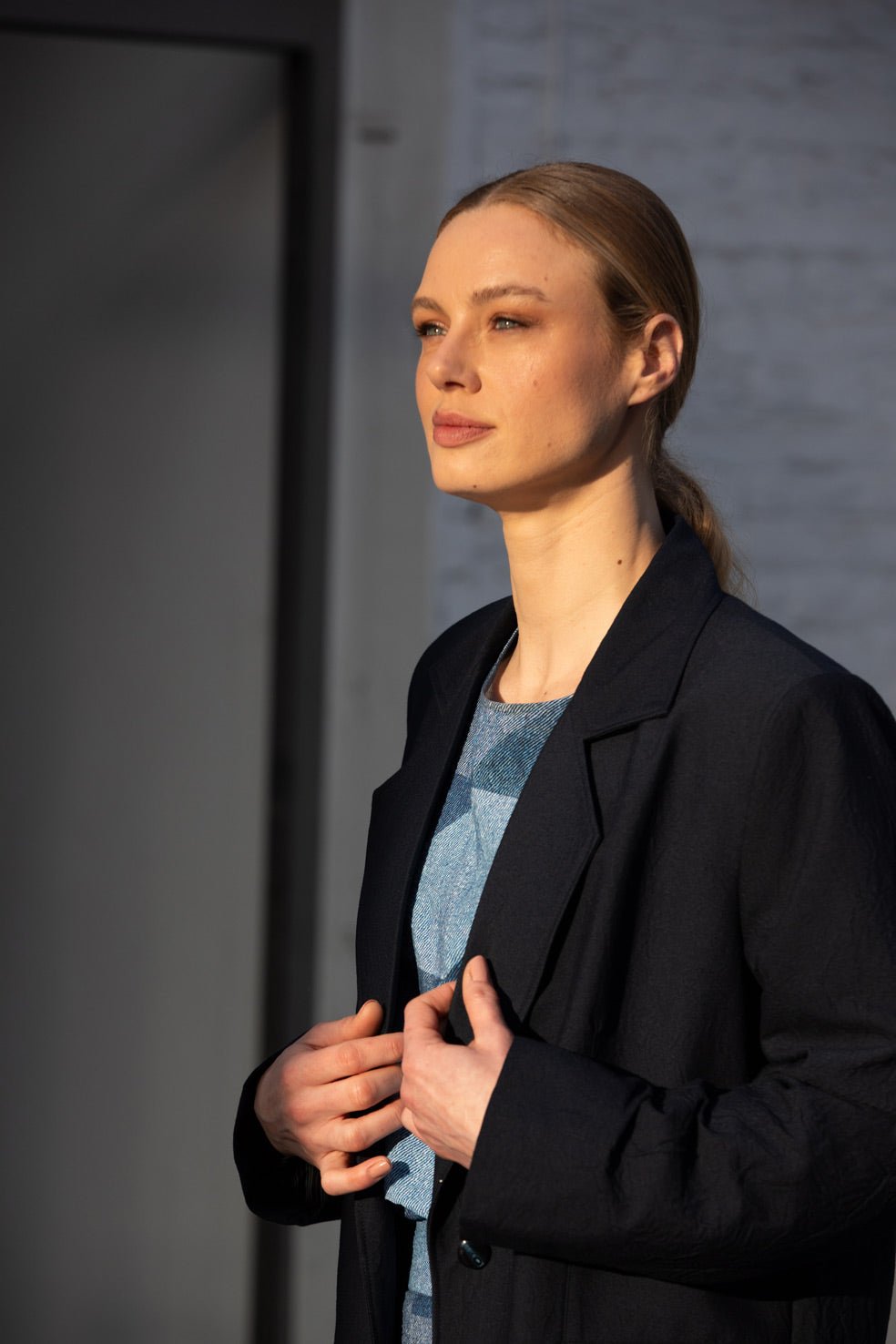 BLOUSE MET PATCHPRINT IN JEANSLOOK (9580) - Four Roses