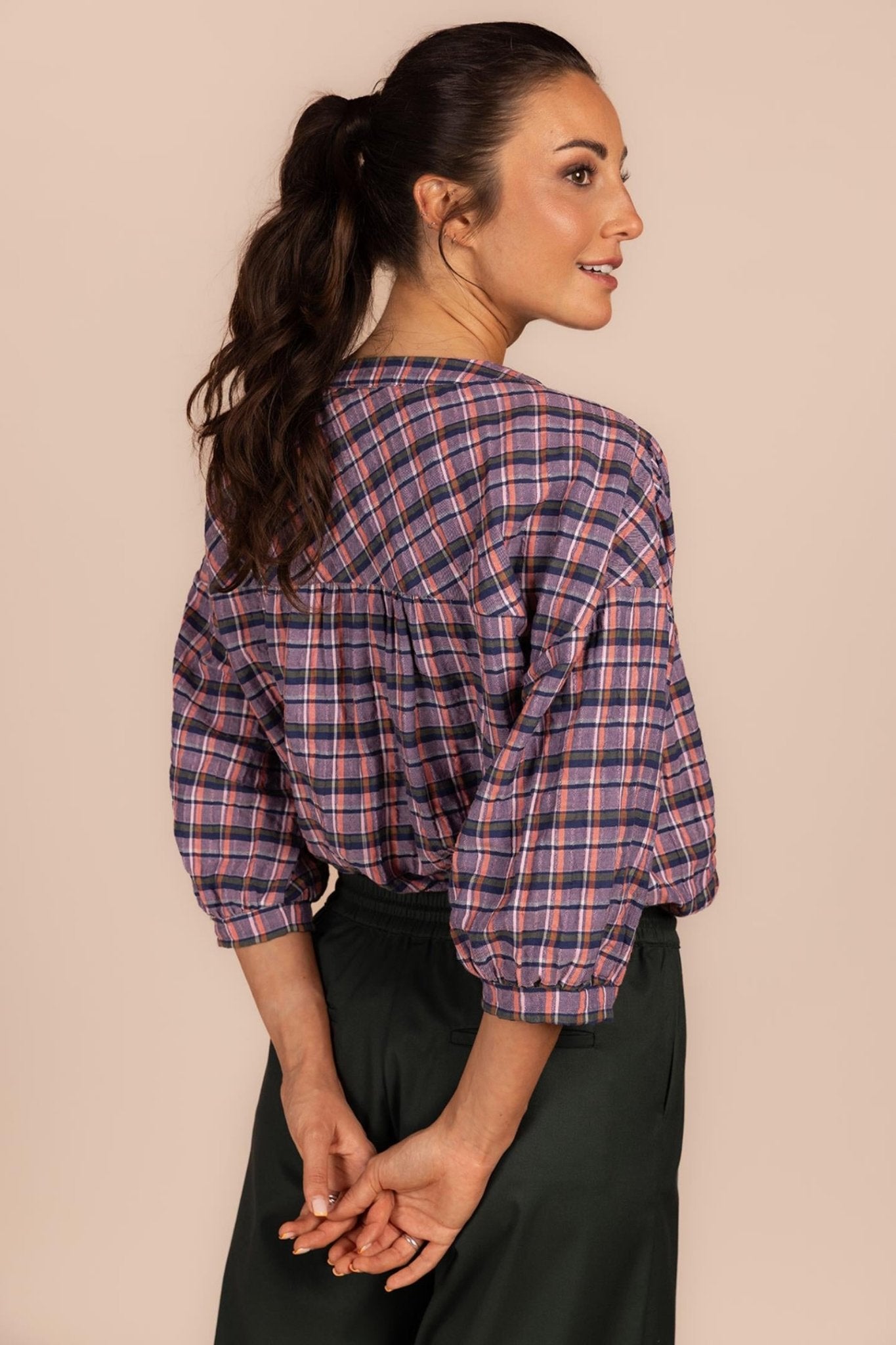 BLOUSE MET RUITJESDESSIN (8583) - Four Roses