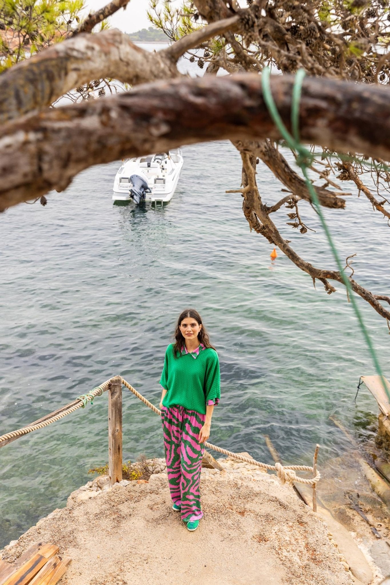 TROUSERS WITH TWO-TONE PRINT (9076) - Four Roses