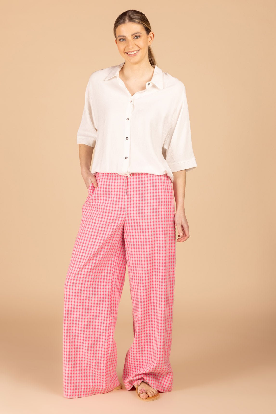 PANTALON À CARREAUX (C9079) - Four Roses