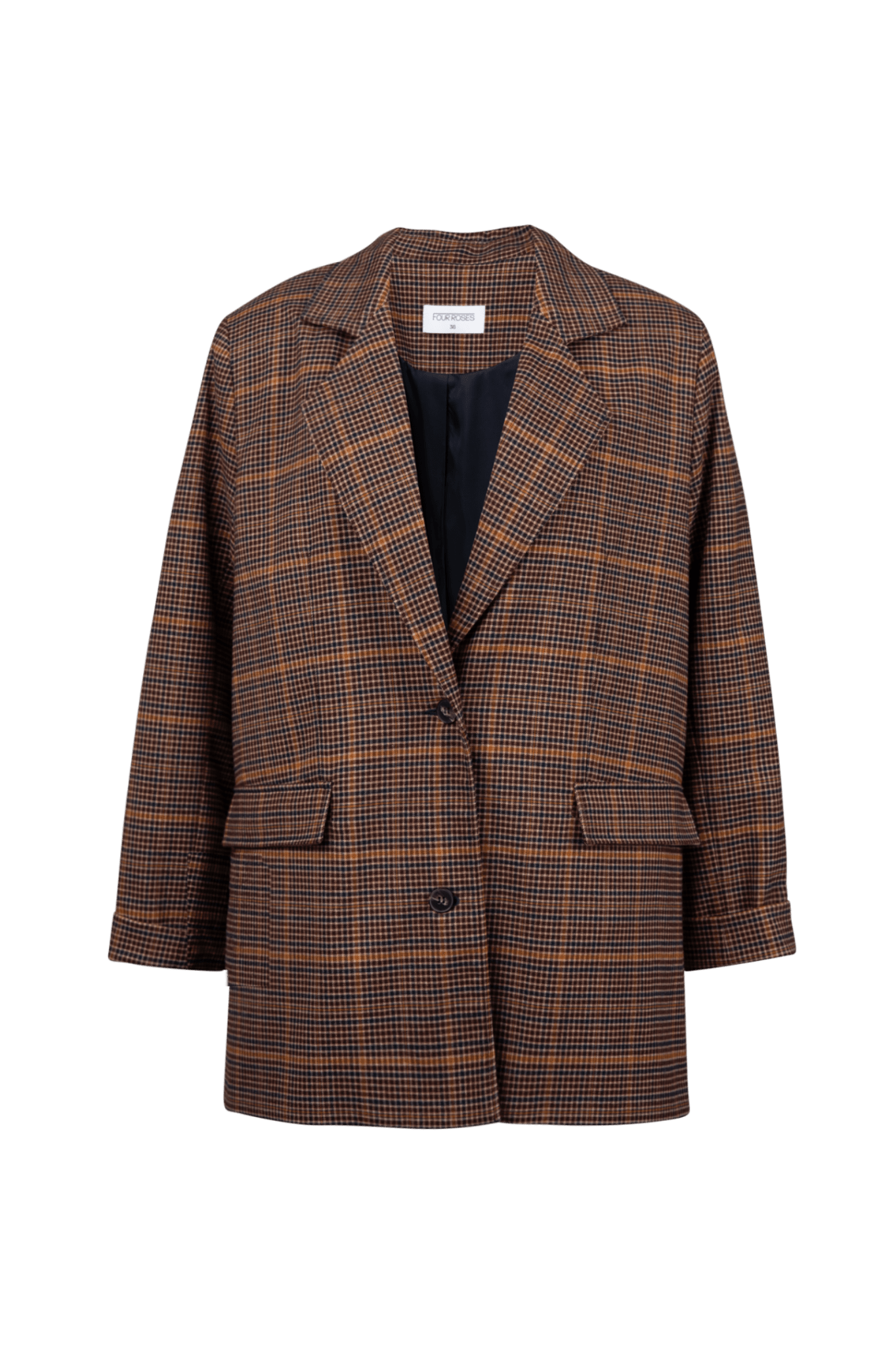 BRUINE BLAZER MET RUITMOTIEF (9645) - Four Roses