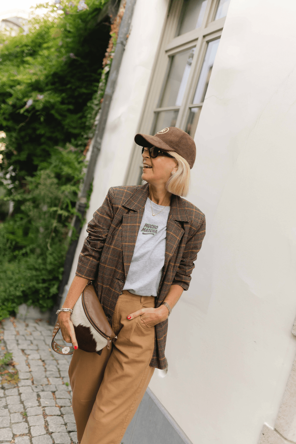 BRUINE BLAZER MET RUITMOTIEF (9645) - Four Roses