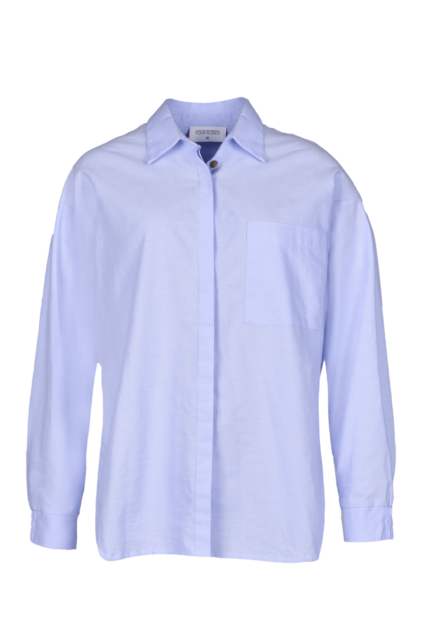 DOORKNOOPHEMD BLAUW (8581) - Four Roses