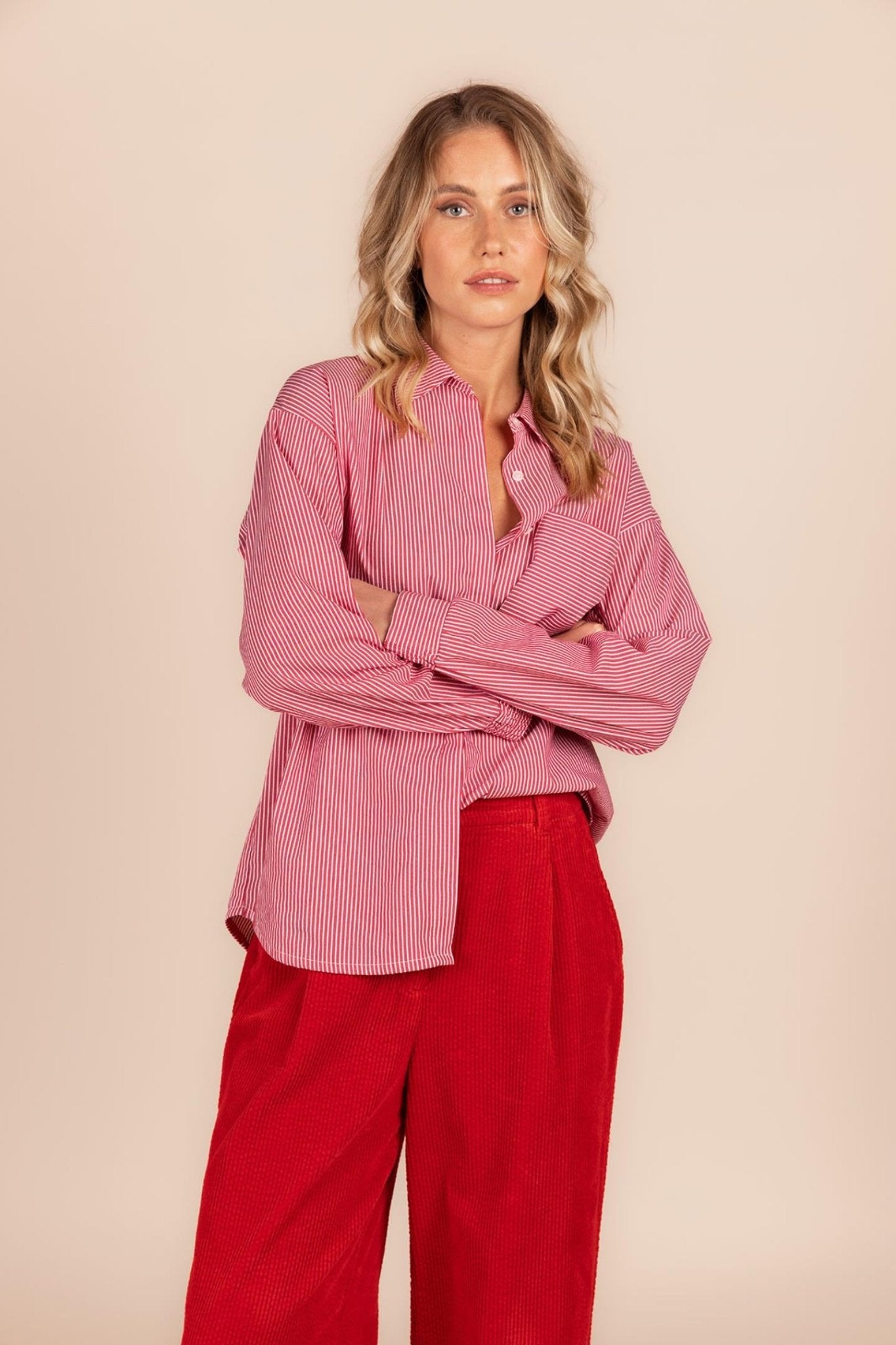 DOORKNOOPHEMD MET STREEPDESSIN (8582) - Four Roses