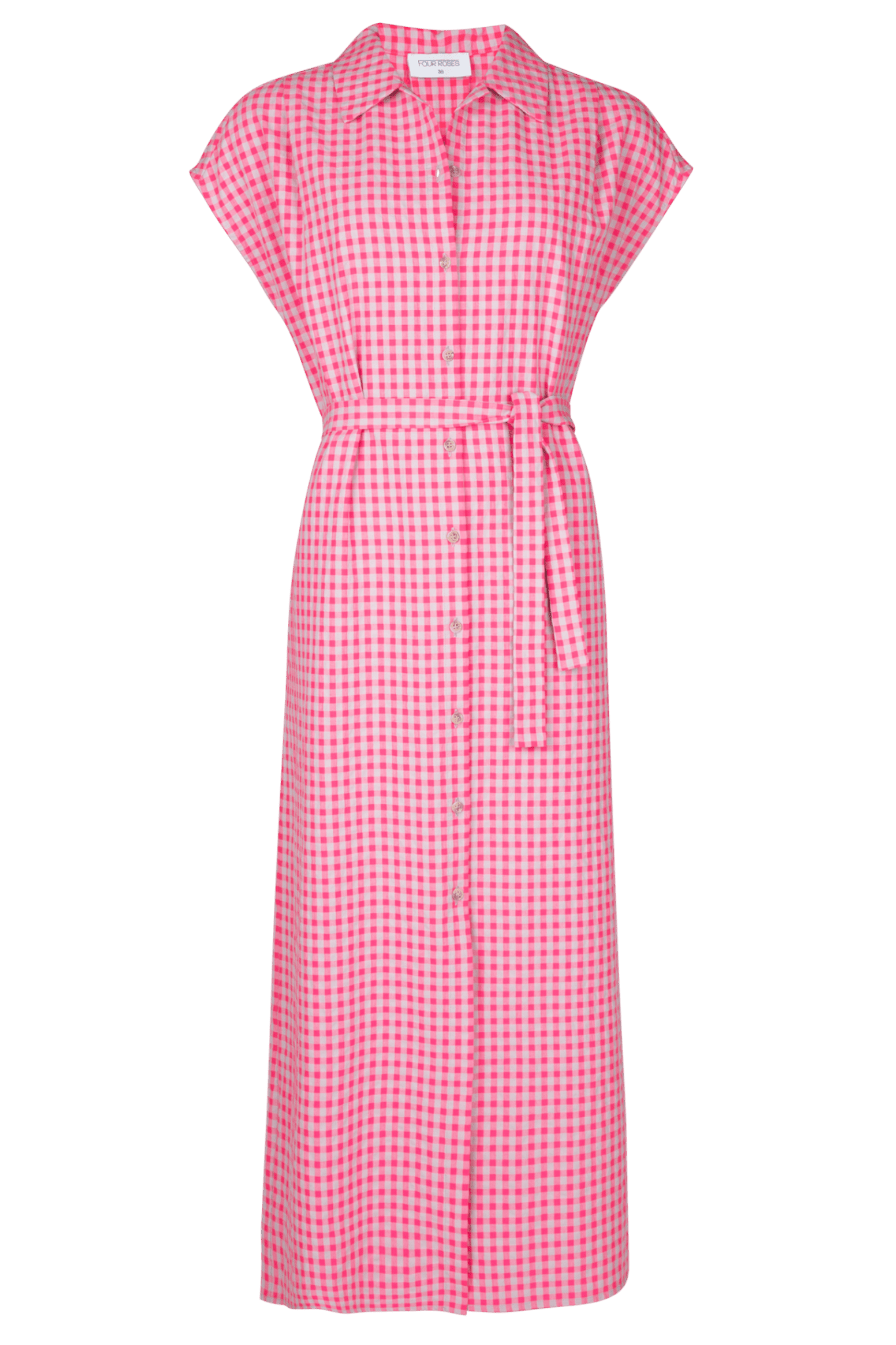 BUTTON-UP DRESS WITH CHECKED PATTERN (C9105) - Four Roses