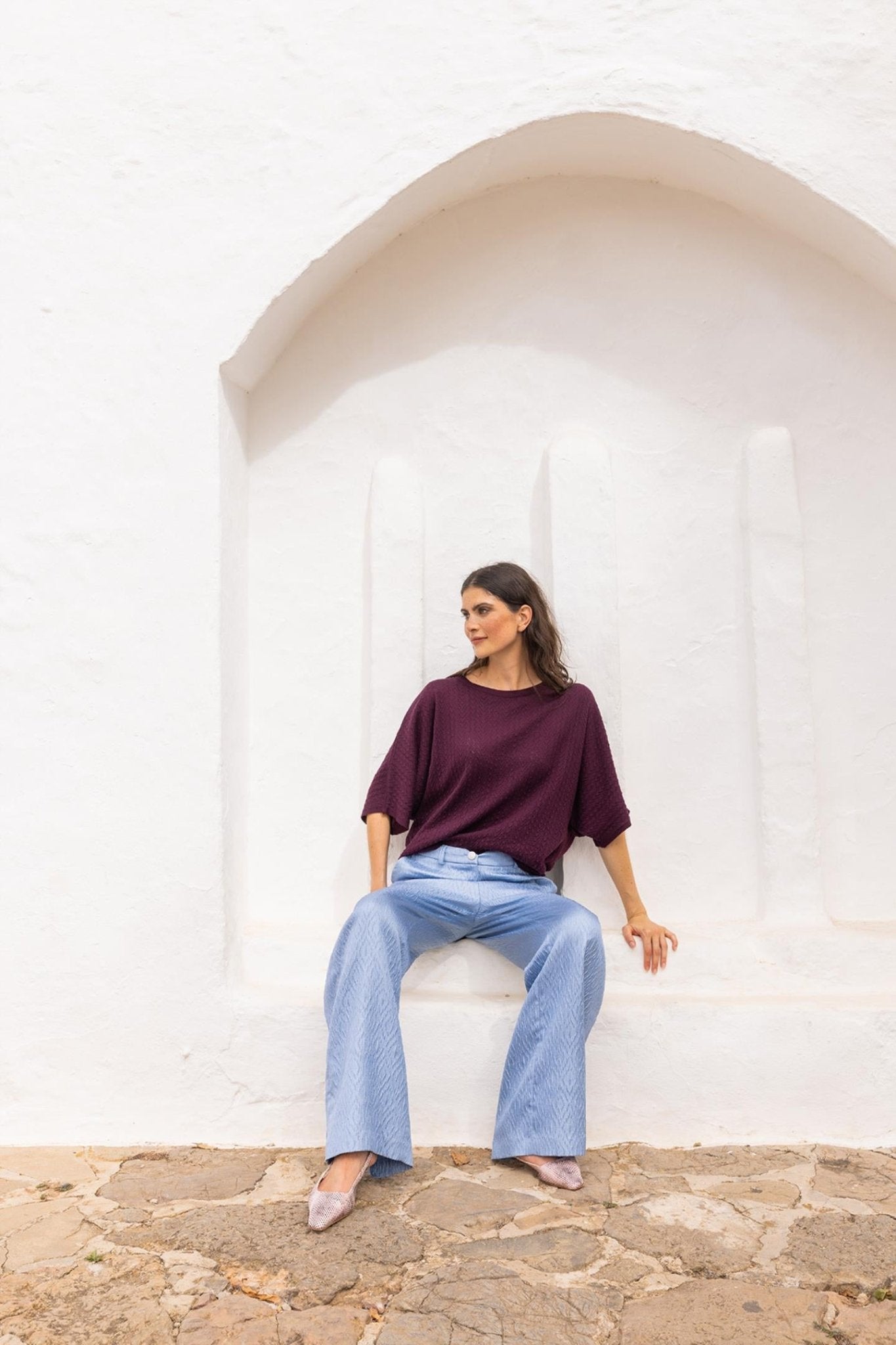 FIJNE KATOENEN SWEATER MET BOOTHALS (9020) - Four Roses