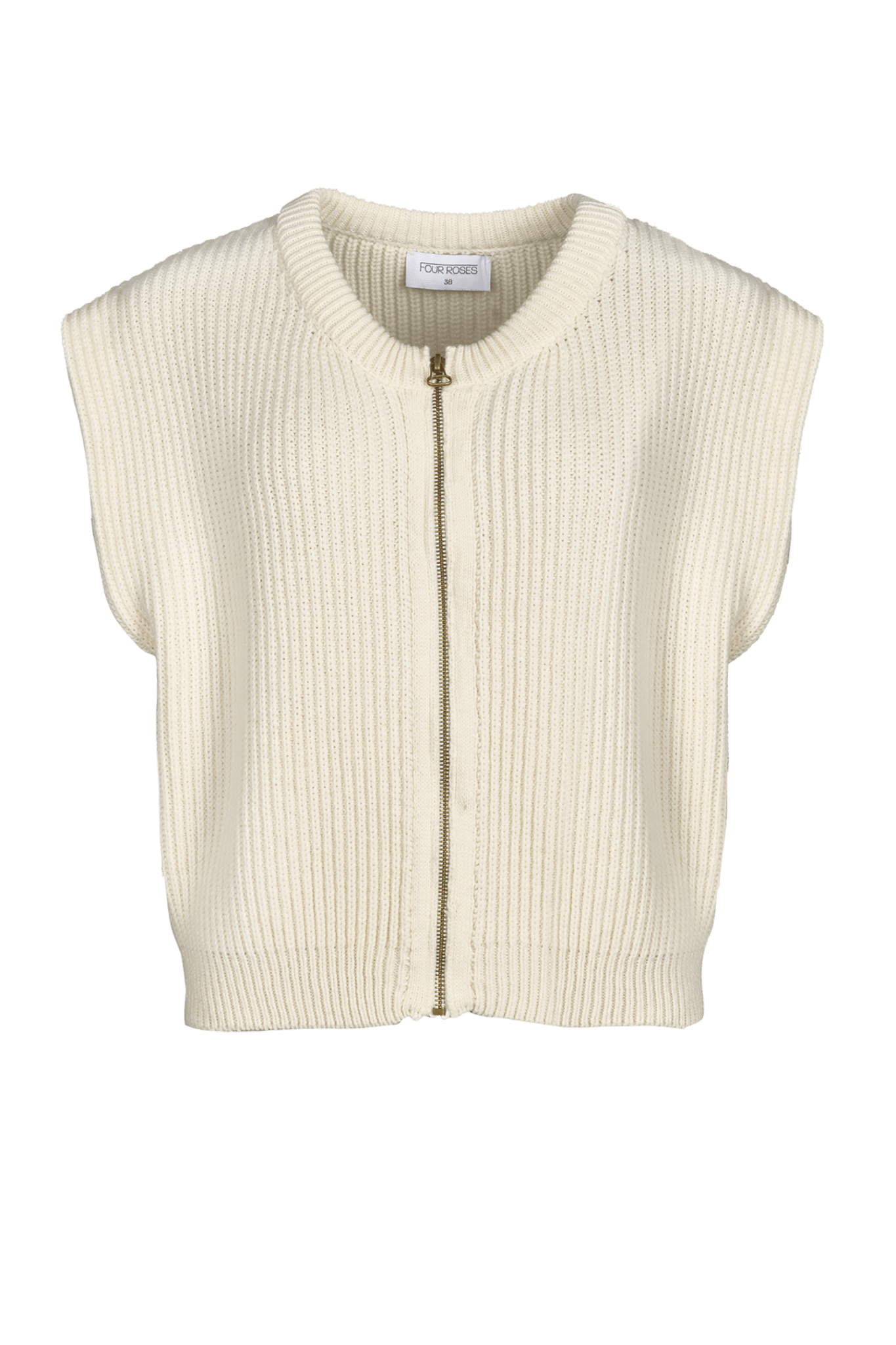 GEBREIDE GILET MET RITS (8559) - Four Roses