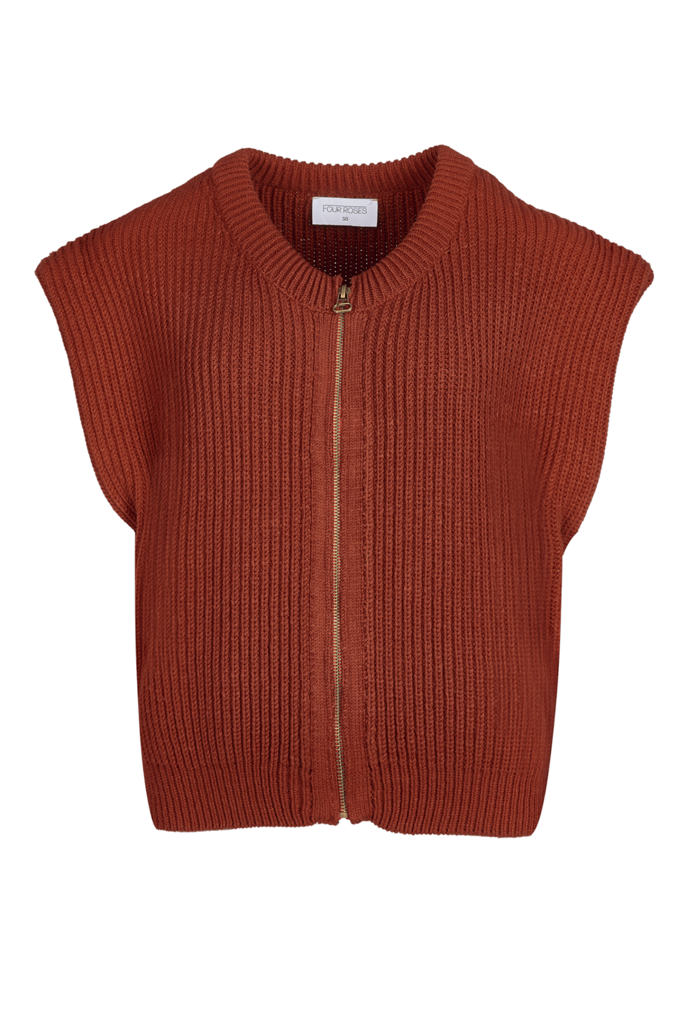 GEBREIDE GILET MET RITS (8559) - Four Roses