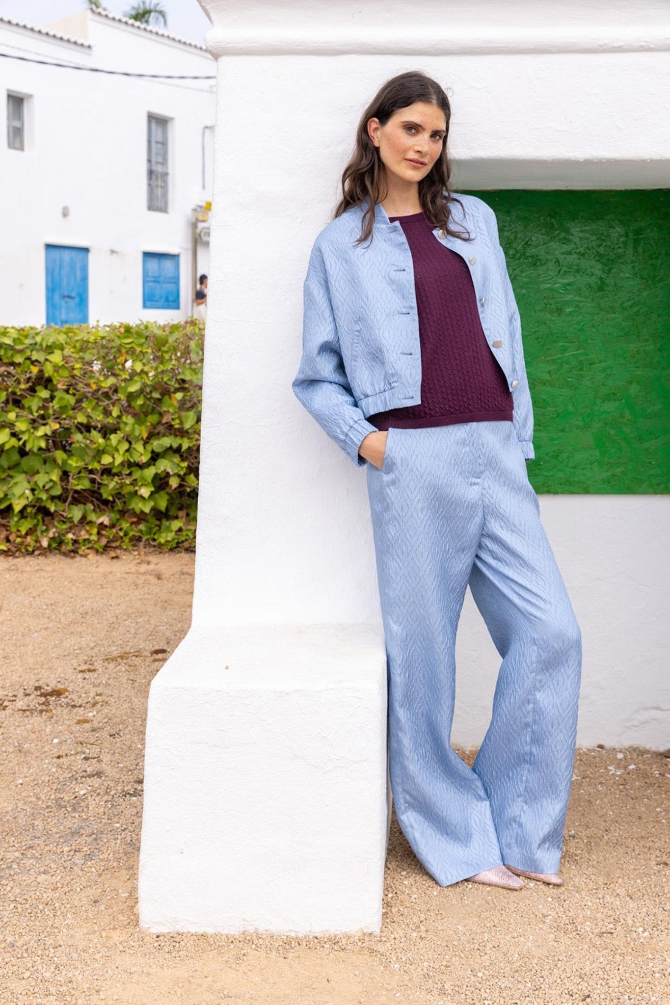 GEKLEDE BROEK MET RELIEF (9073) - Four Roses