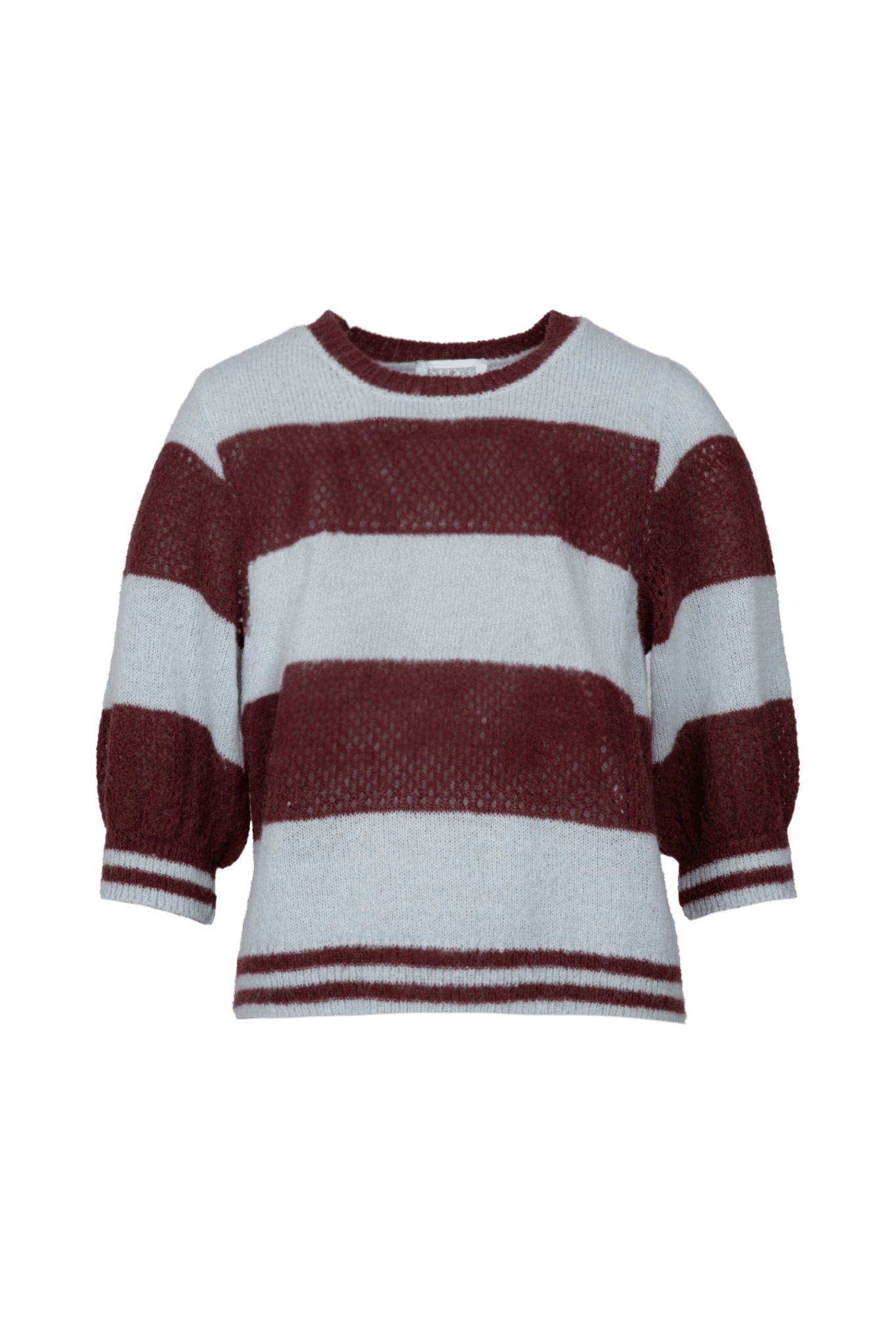 STRIPED SWEATER WITH PUFF SLEEVES (9026) - Four Roses