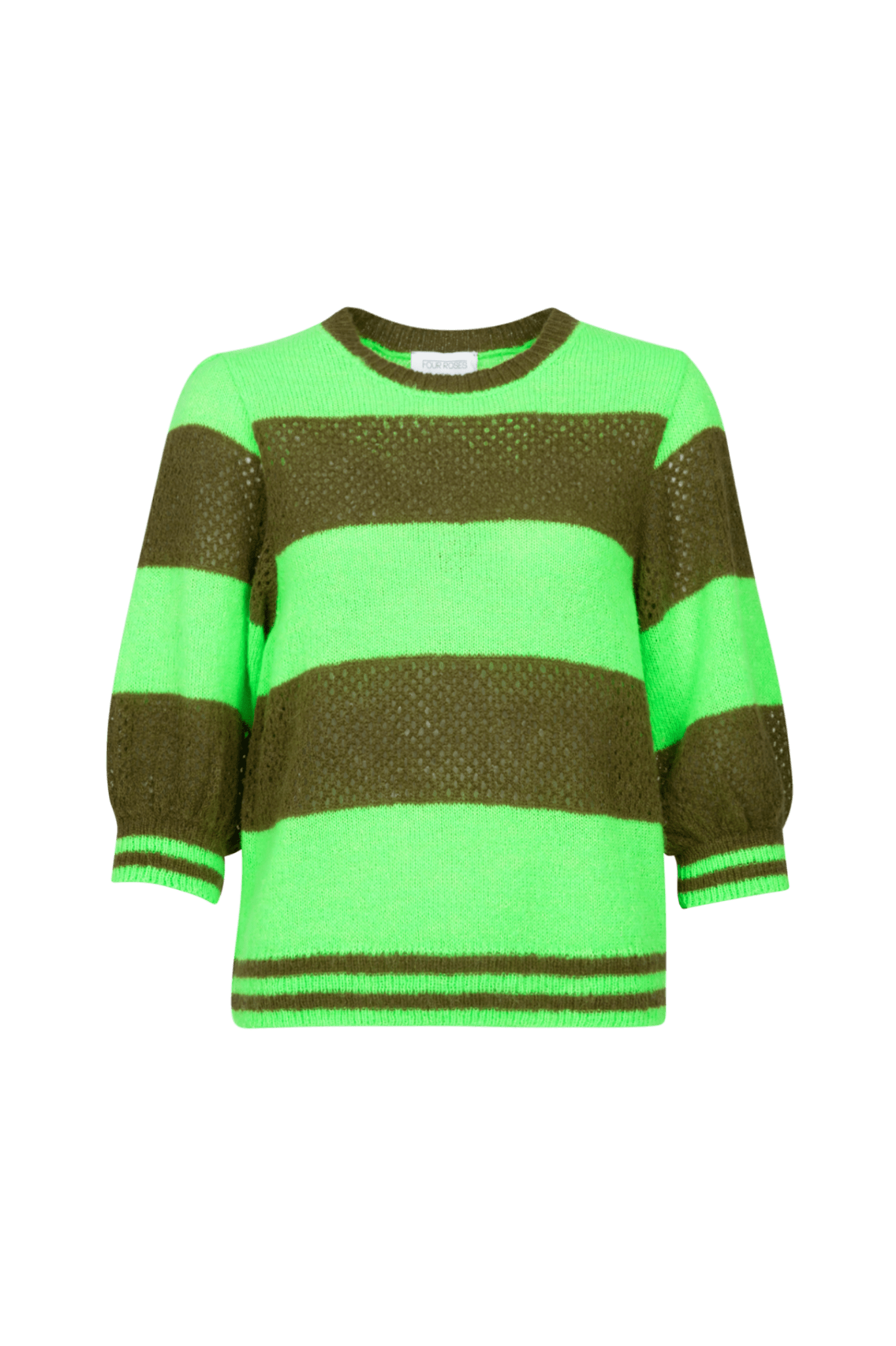 STRIPED SWEATER WITH PUFF SLEEVES (9026) - Four Roses