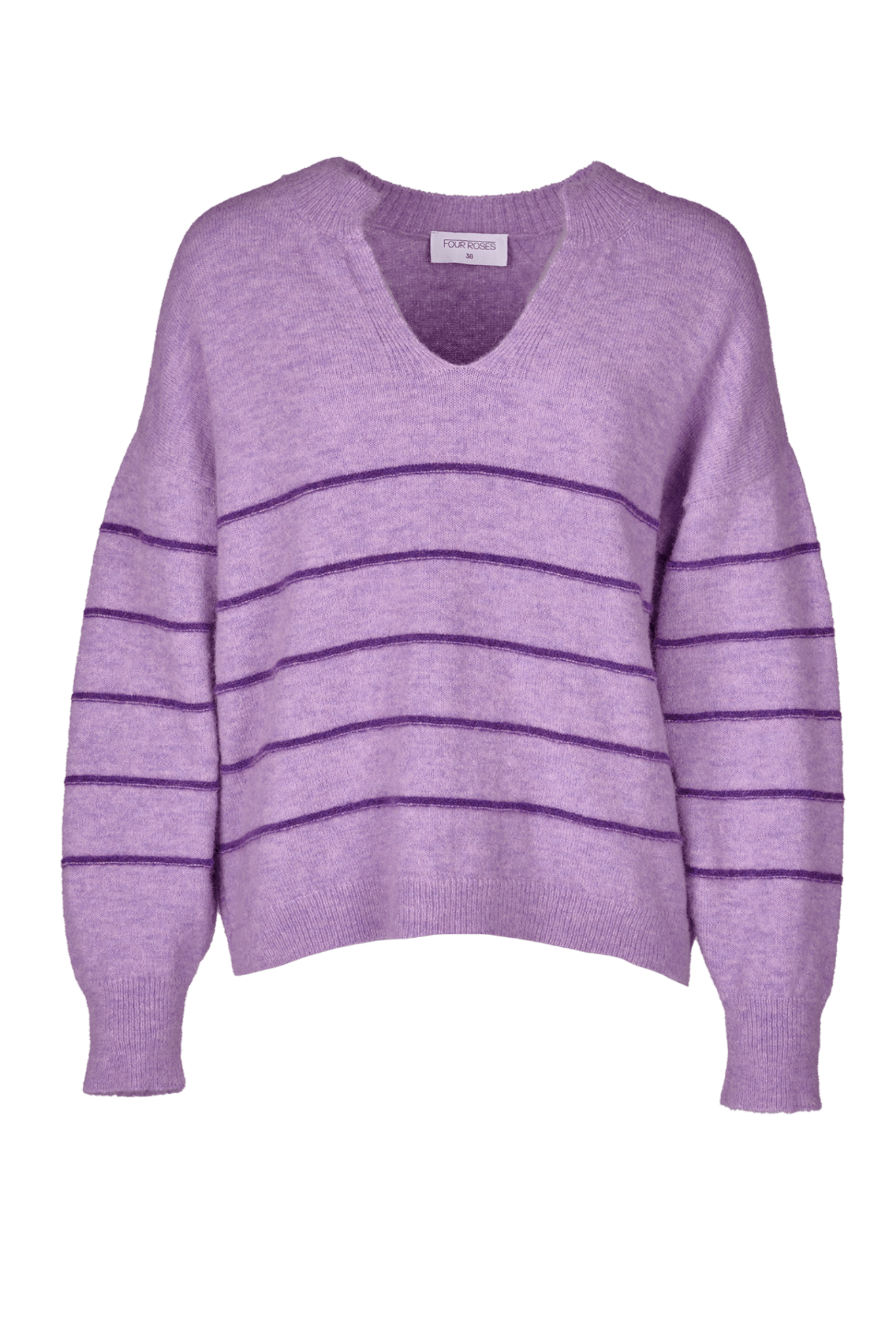 GESTREEPTE SWEATER MET V - HALS (8565) - Four Roses