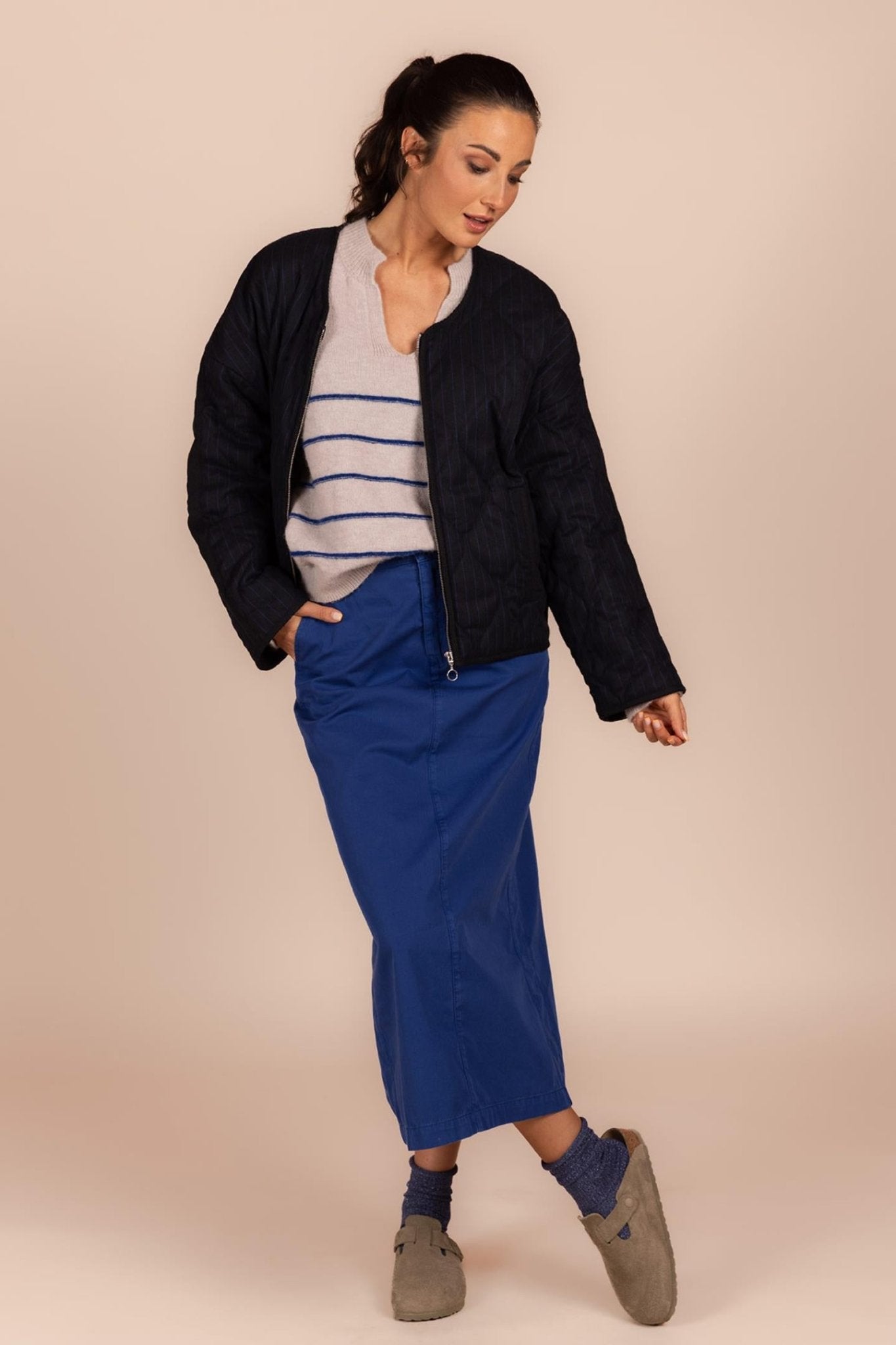 GESTREEPTE SWEATER MET V - HALS (8565) - Four Roses