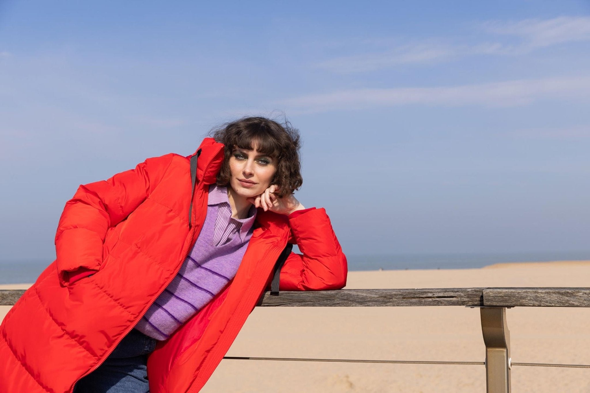 GESTREEPTE SWEATER MET V - HALS (8565) - Four Roses