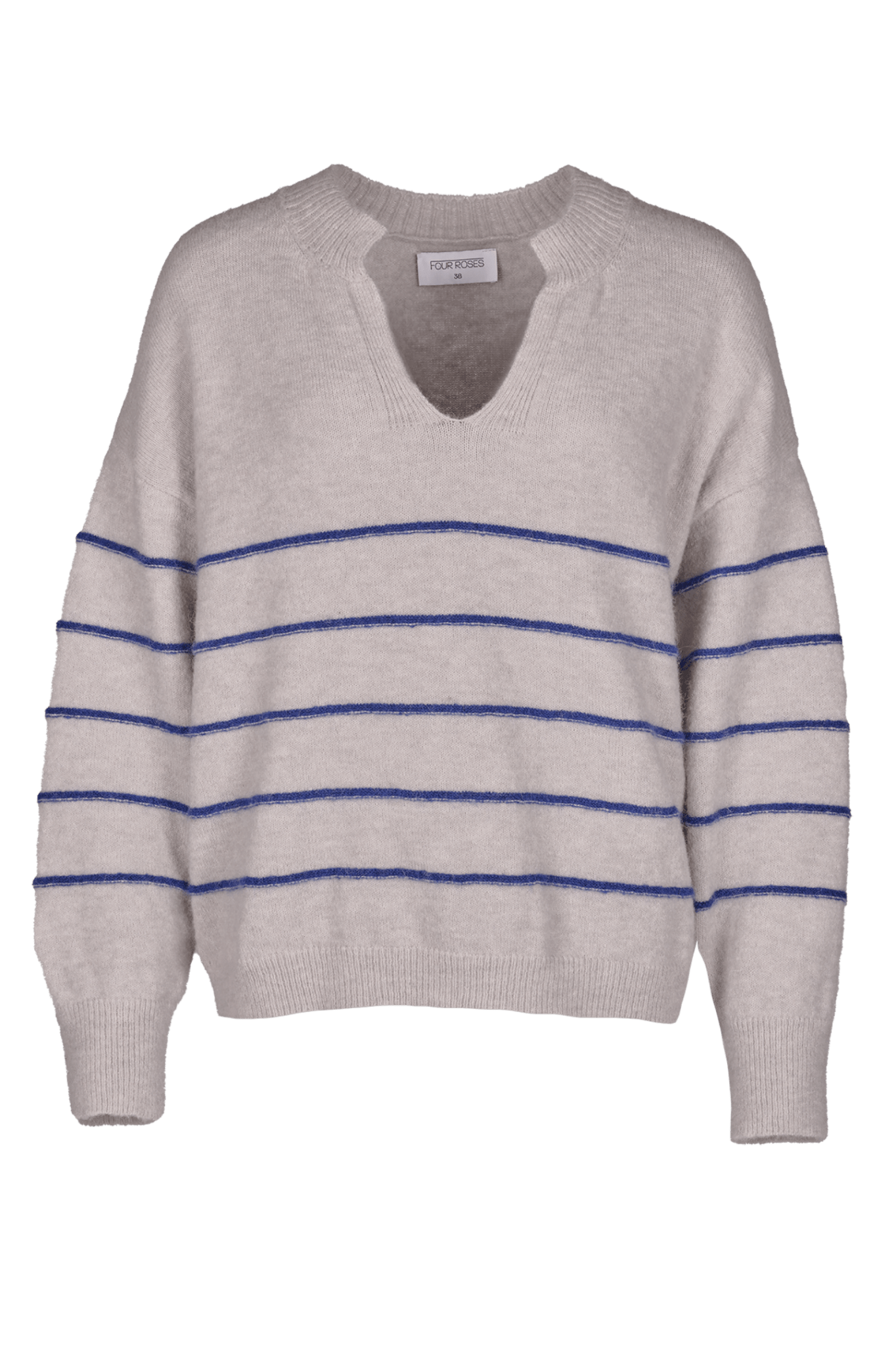 GESTREEPTE SWEATER MET V - HALS (8565) - Four Roses