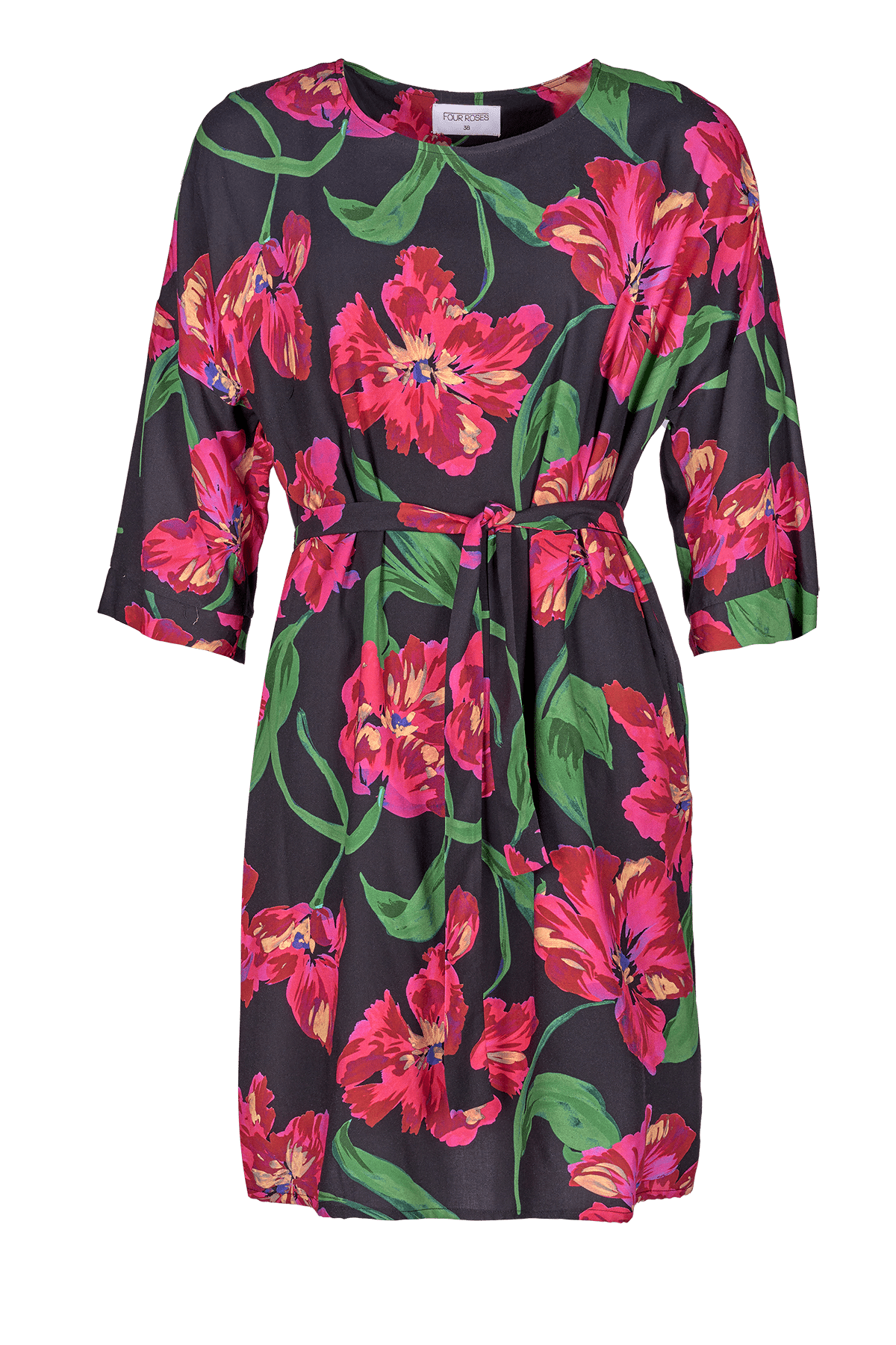 KORTE JURK BLOEMENPRINT (8576) - Four Roses