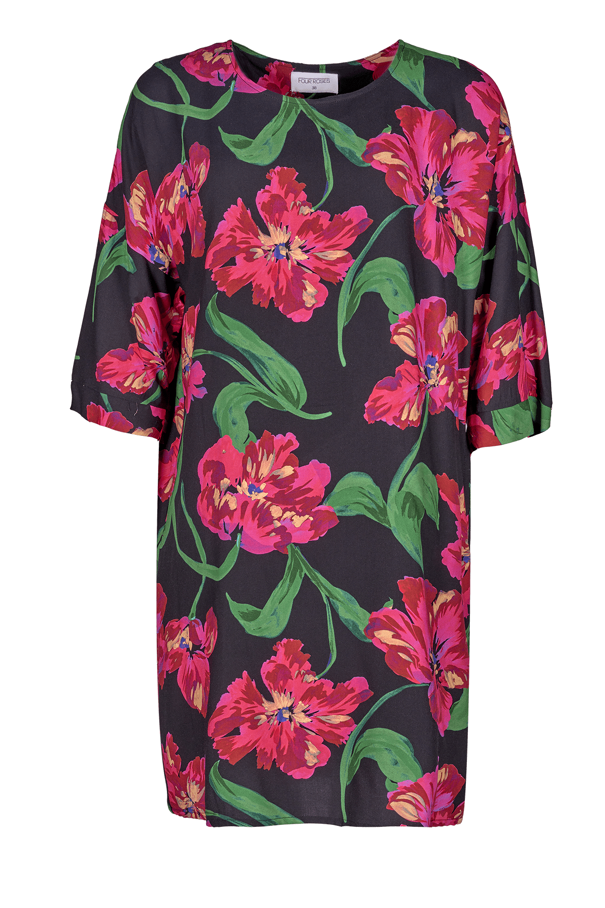 KORTE JURK BLOEMENPRINT (8576) - Four Roses