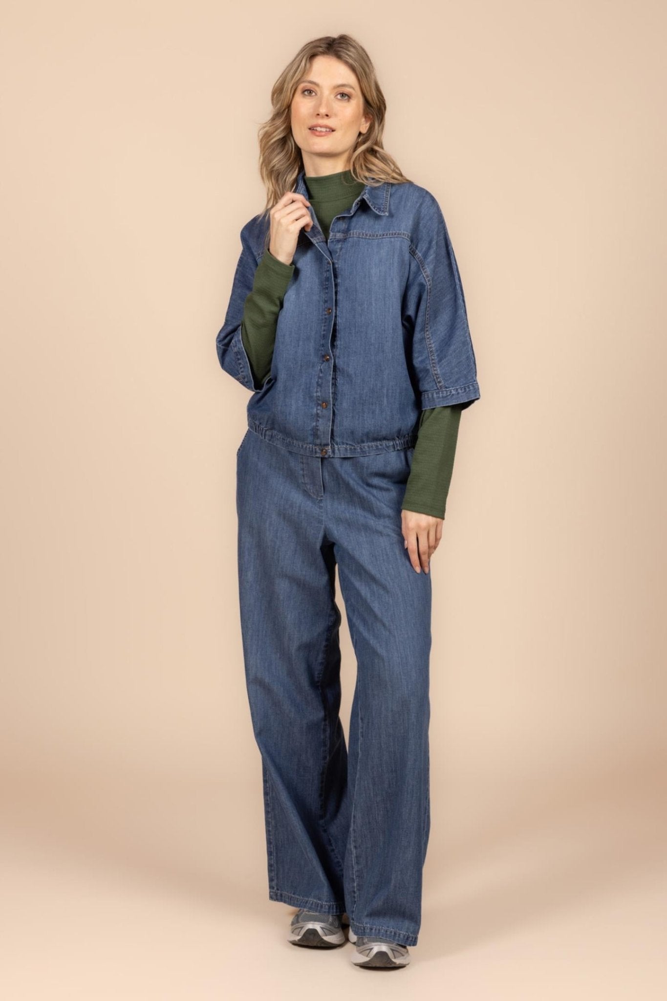 SOEPELVALLENDE BLAUWE DENIM MET ELASTIEK (9658) - Four Roses