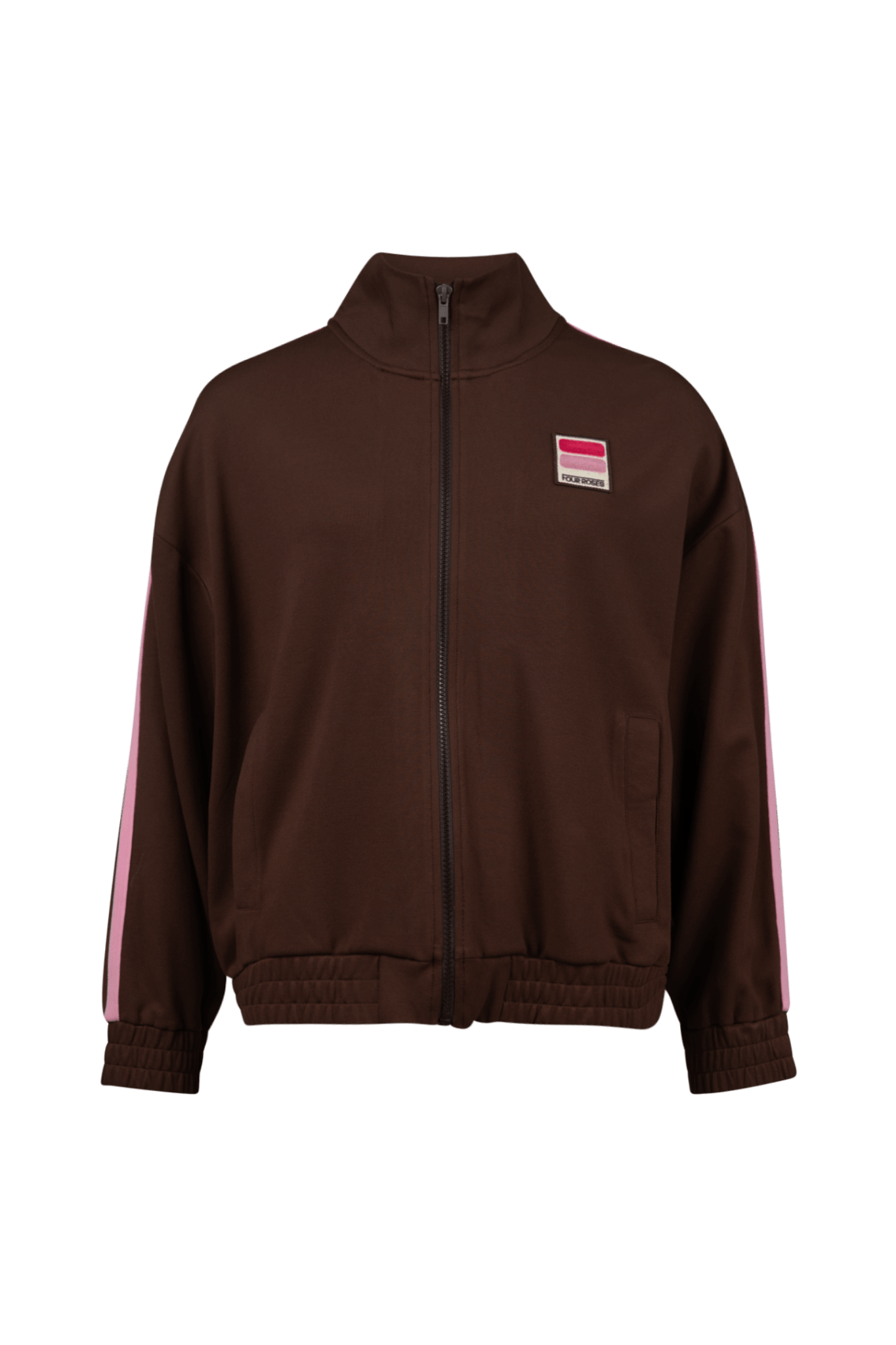 SPORTIEF JASJE IN BRUIN MET ROZE ZIJSTREPEN (9542) - Four Roses
