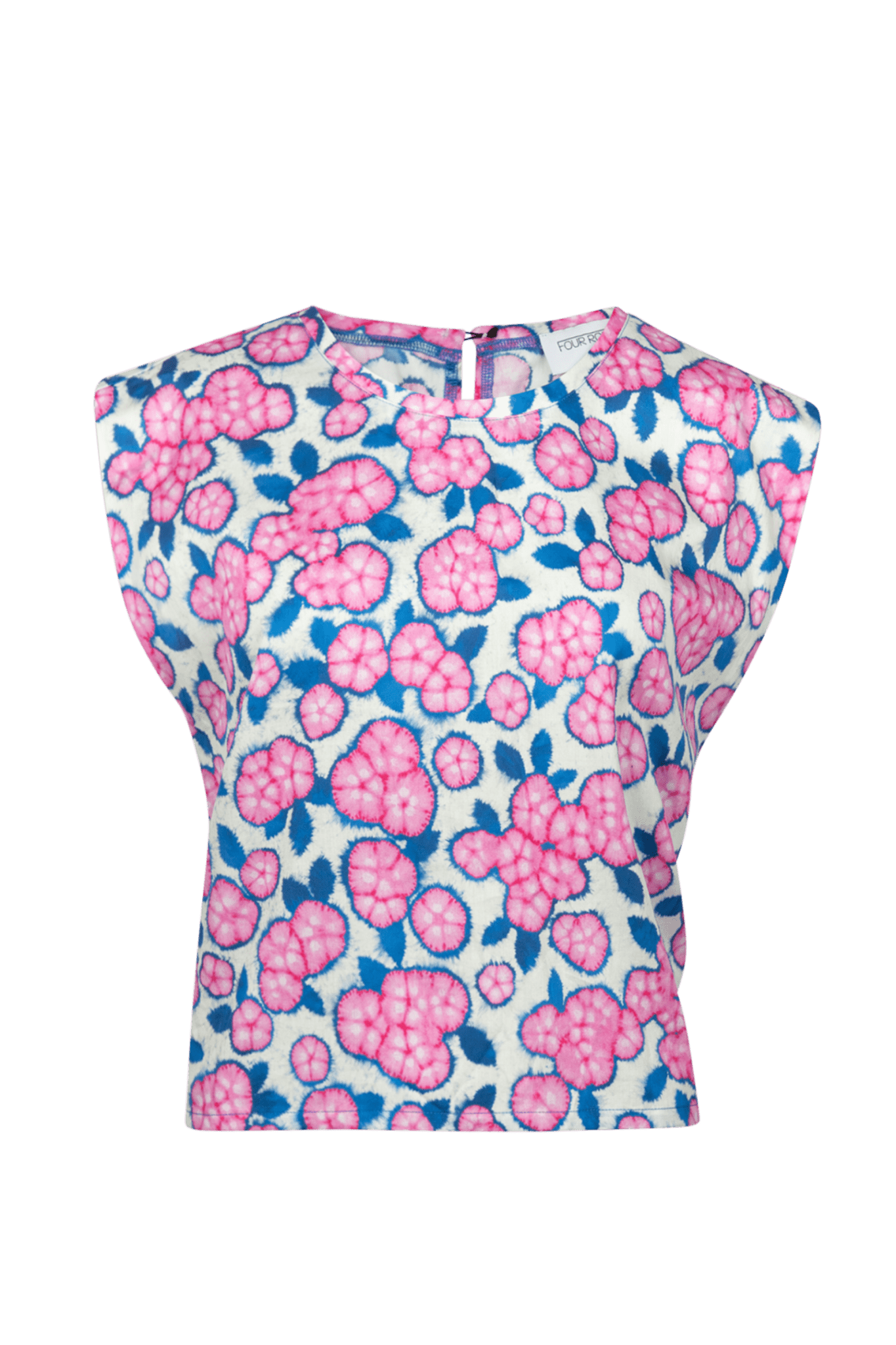 TOP MET RUGSPLIT EN AQUARELPATROON (C9117) - Four Roses