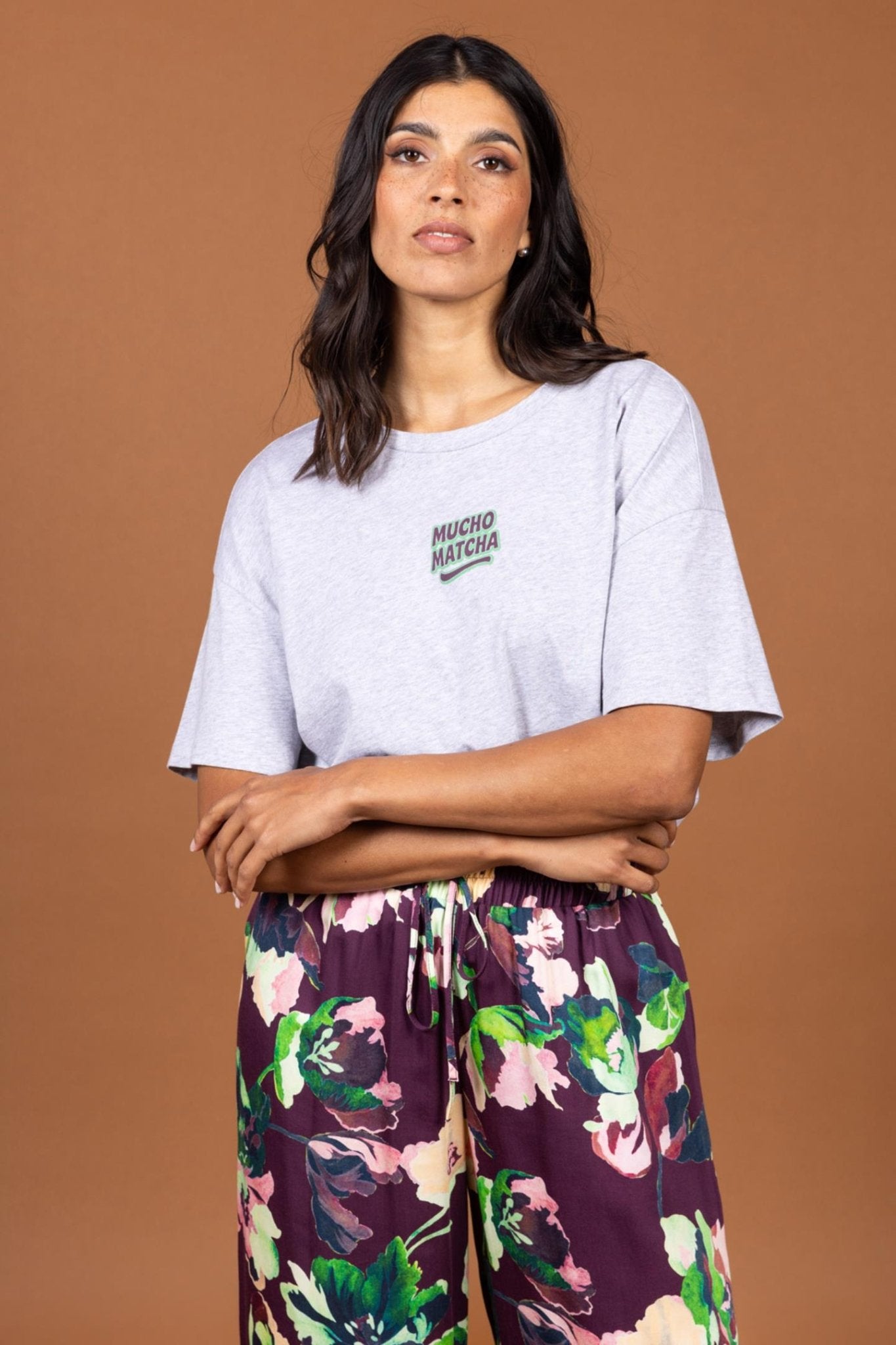WIJDE BROEK MET KLEURRIJKE PRINT (9596) - Four Roses