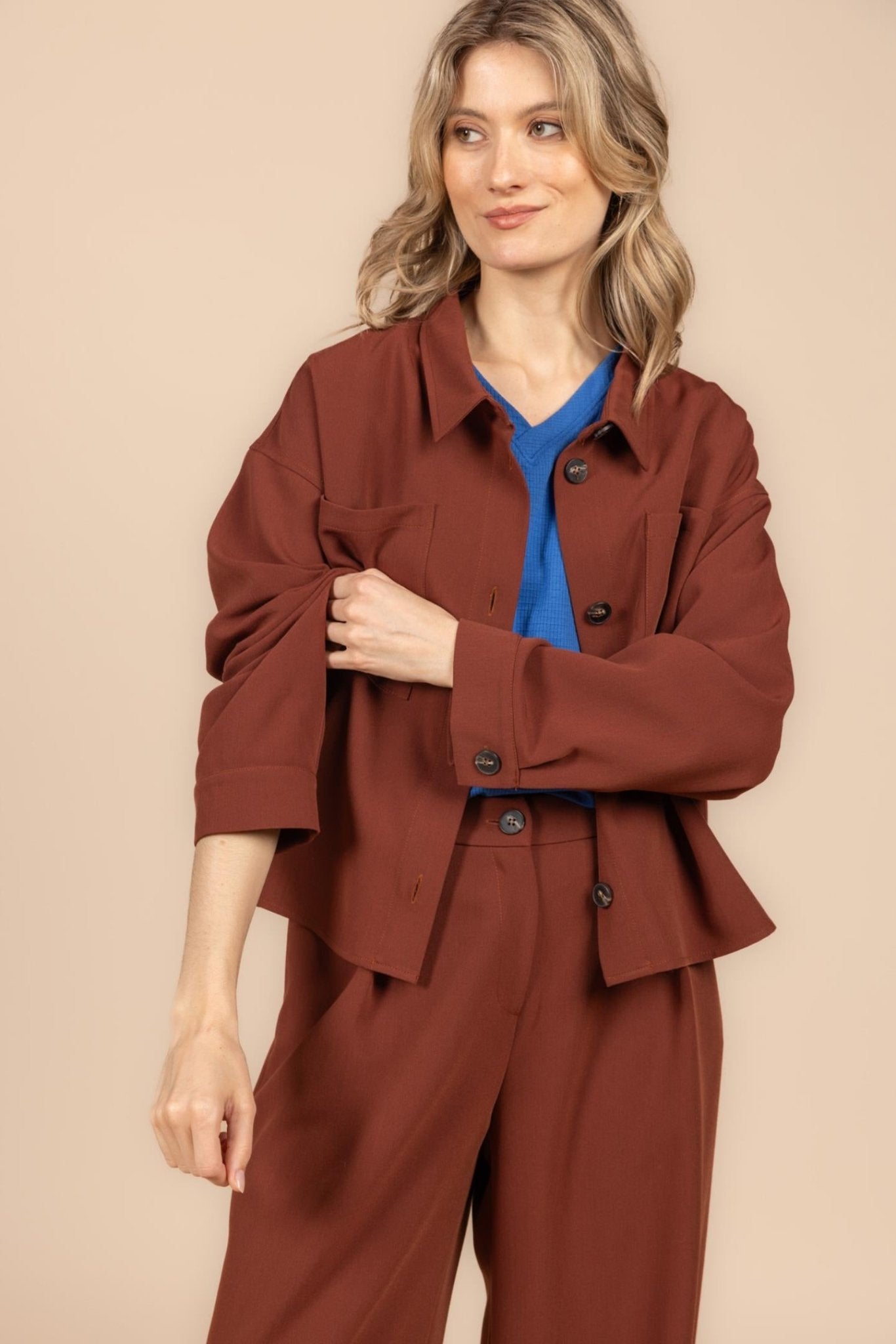 WIJDE GEKLEDE BROEK MET HOGE TAILLE (9603) - Four Roses