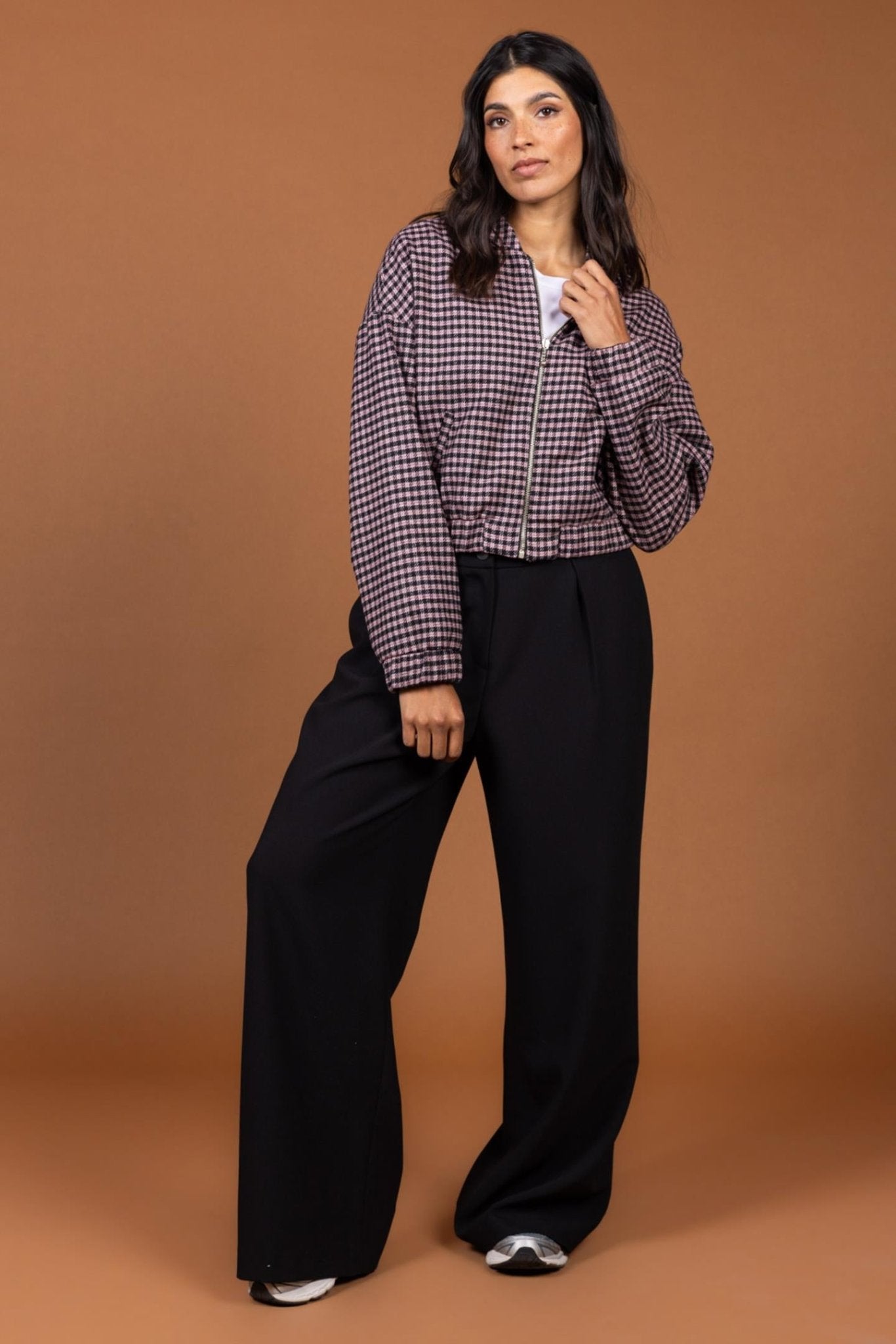 WIJDE GEKLEDE BROEK MET HOGE TAILLE (9603) - Four Roses