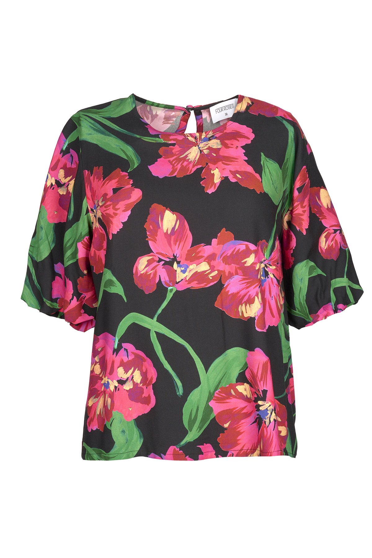 BLOUSE MET POFMOUW EN BLOEMENPRINT (8595)
