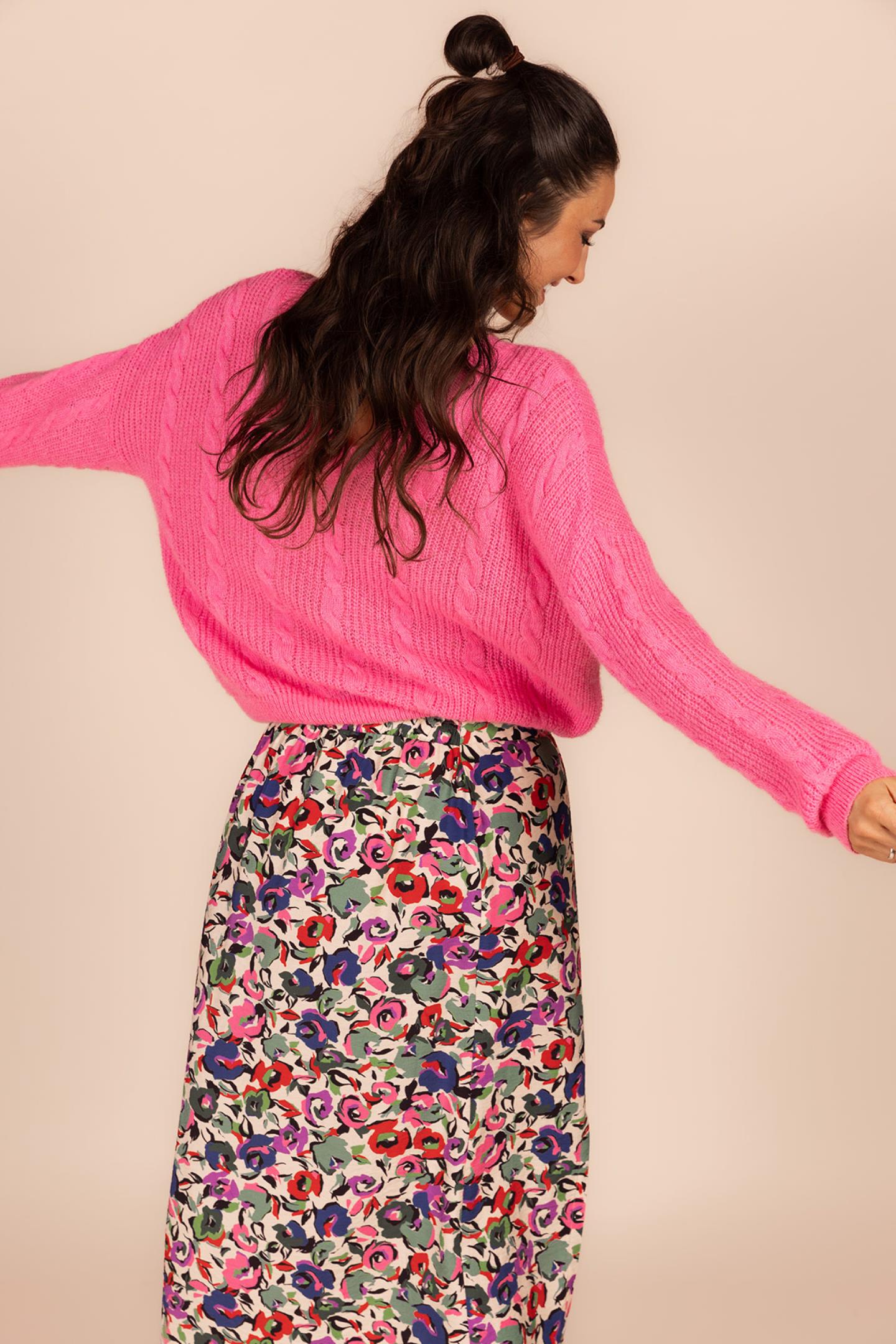 MIDI ROK MET ZIJWAARTSE SPLIT (8641)