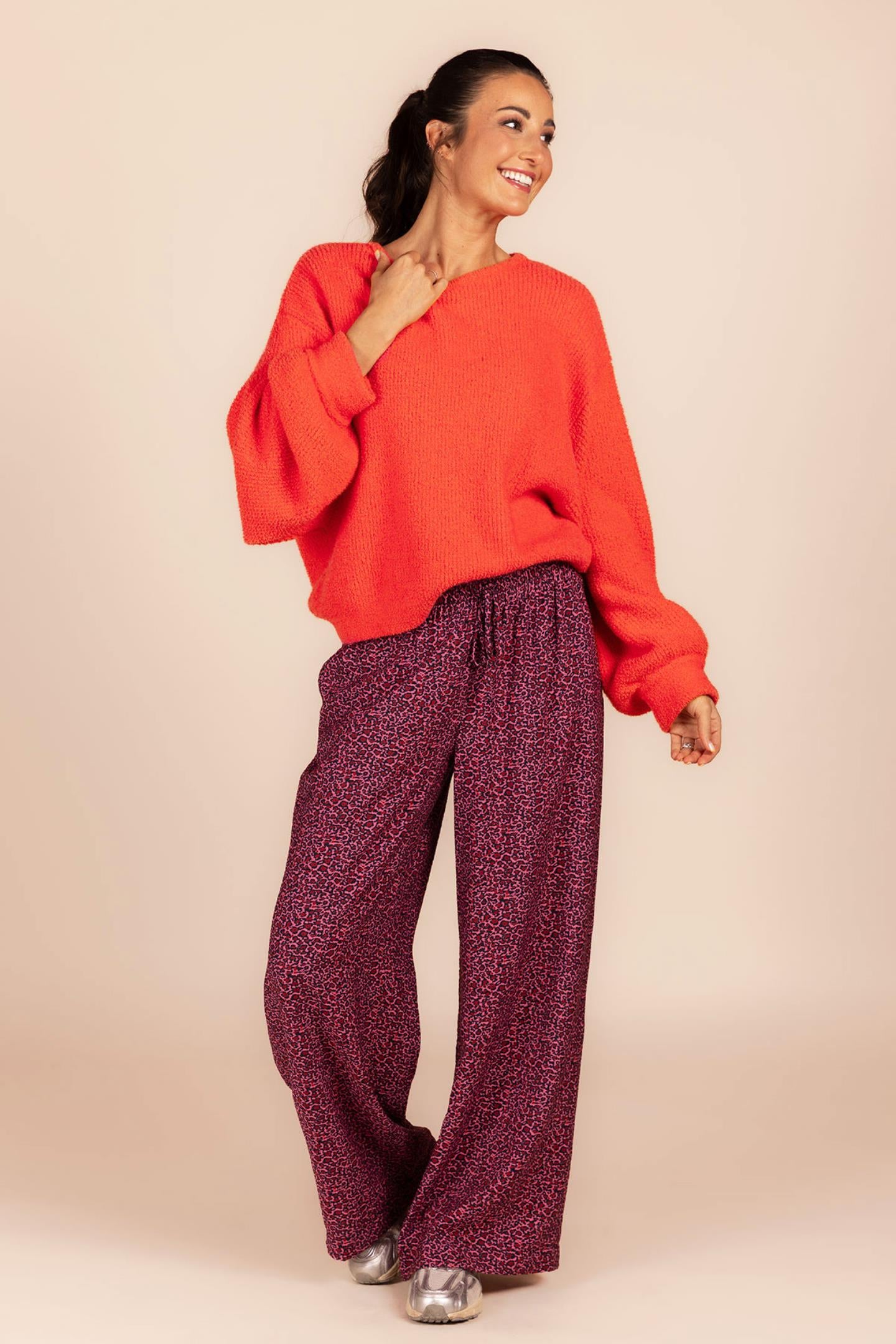 COMFY BROEK ROZE LEOPARD (8670)