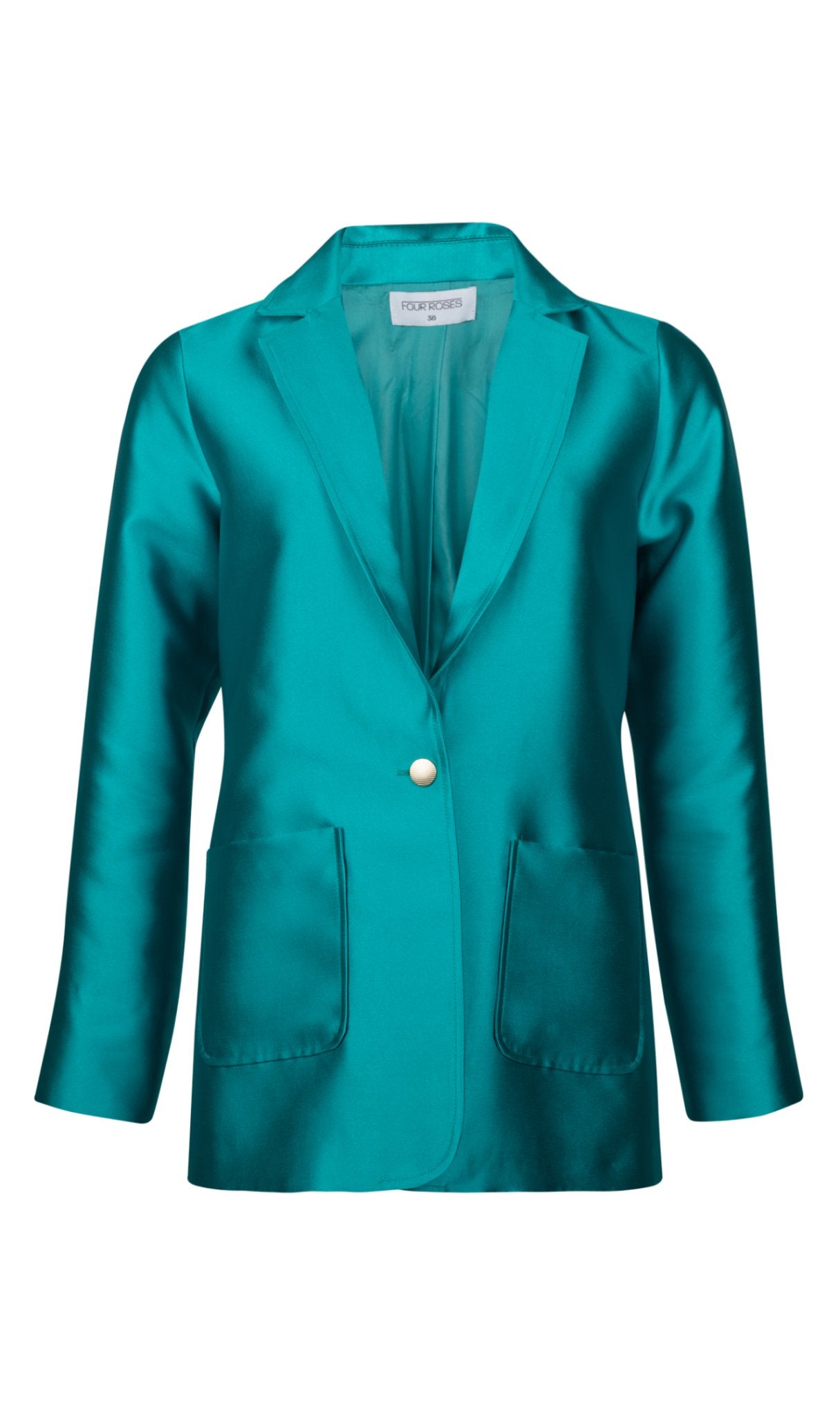 BLAZER IN AZUR GLAZENDE STOF (7629) - Four Roses