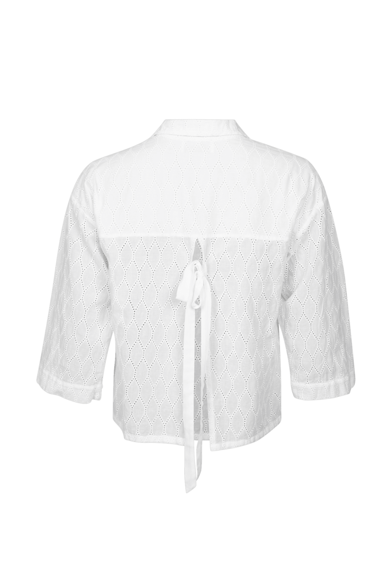 BLOUSE IN BRODERIE ANGLAISE EN STRIKSLUITING (9131) - Four Roses
