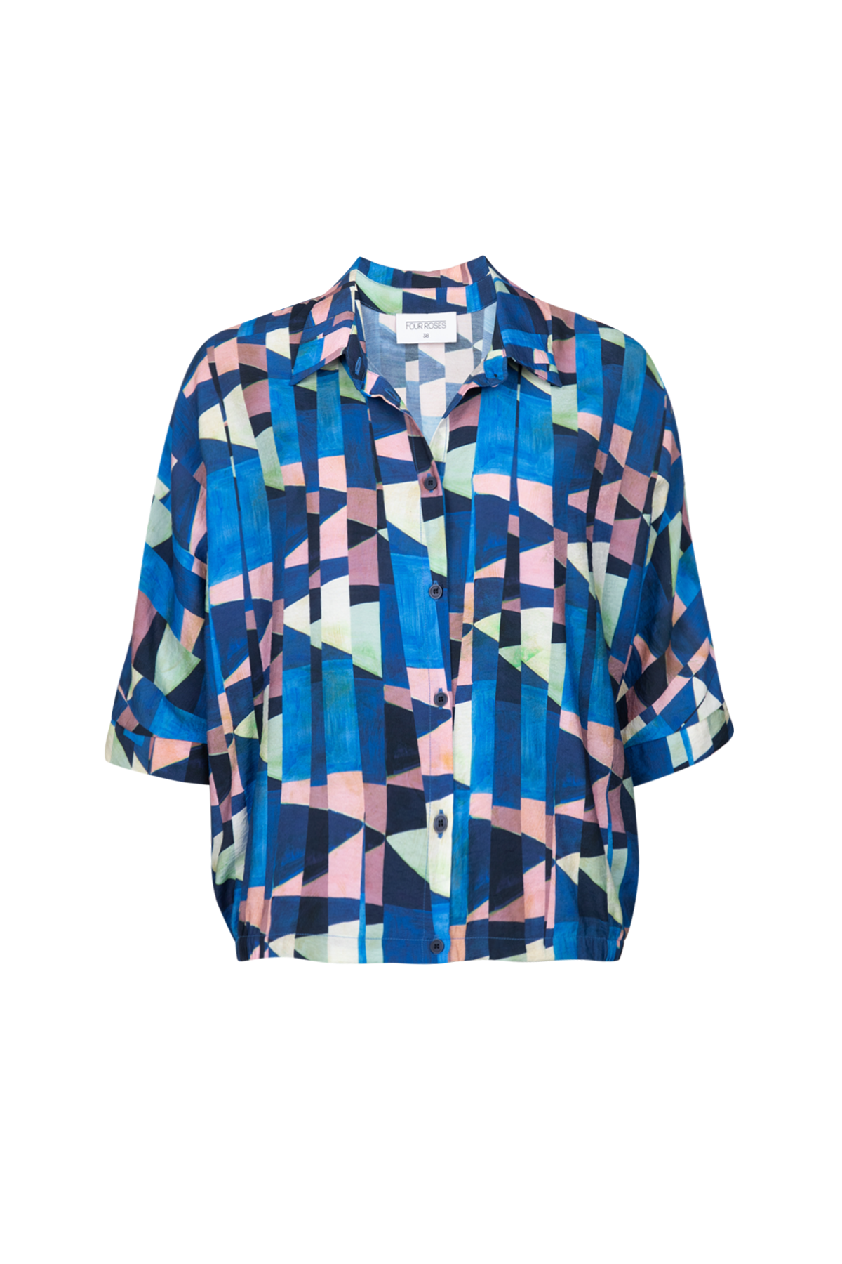 BLOUSE IN GEOMETRISCHE PRINT (9133) - Four Roses