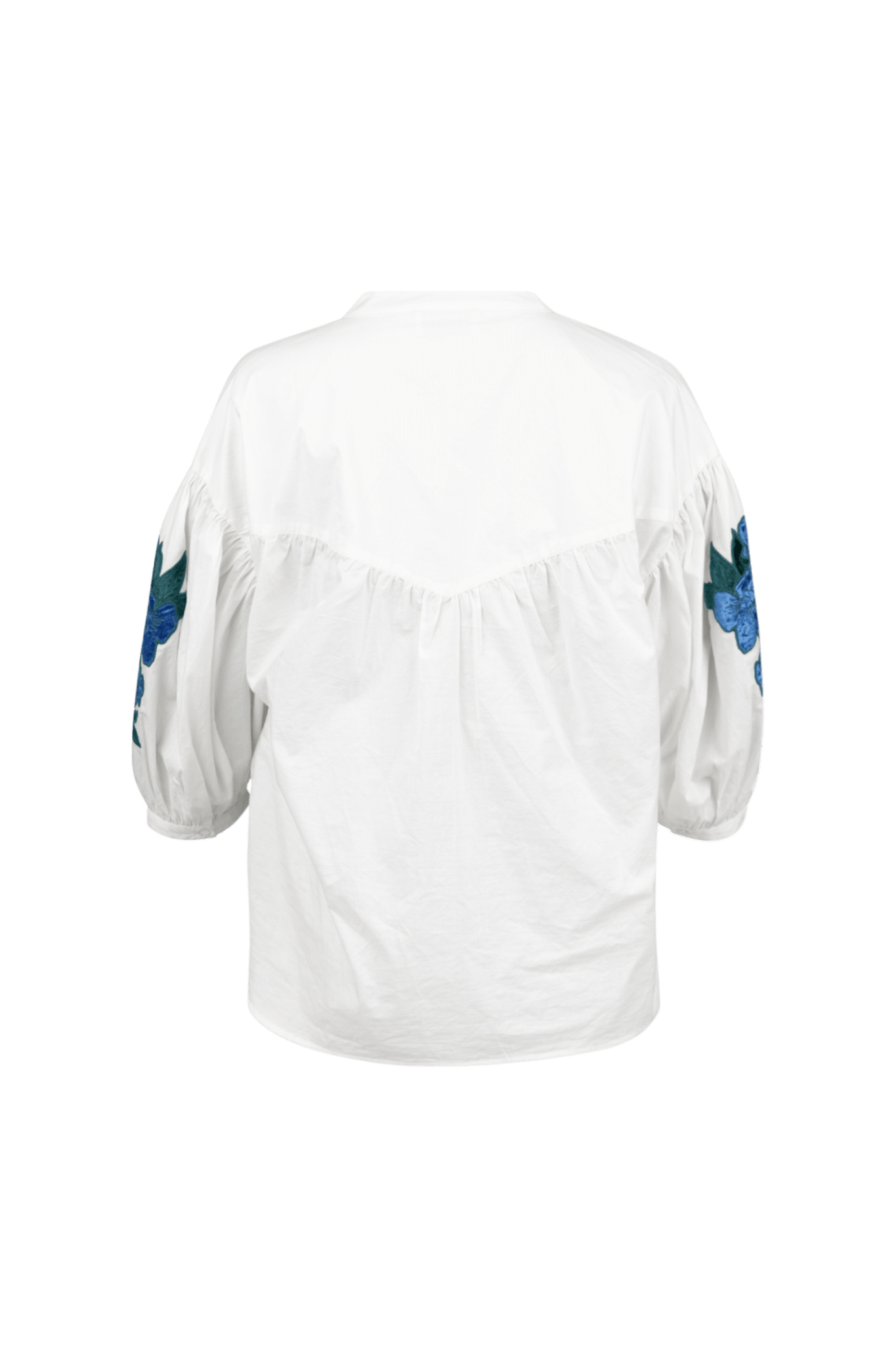 BLOUSE IN POPELINE MET BRODERIE (9567) - Four Roses