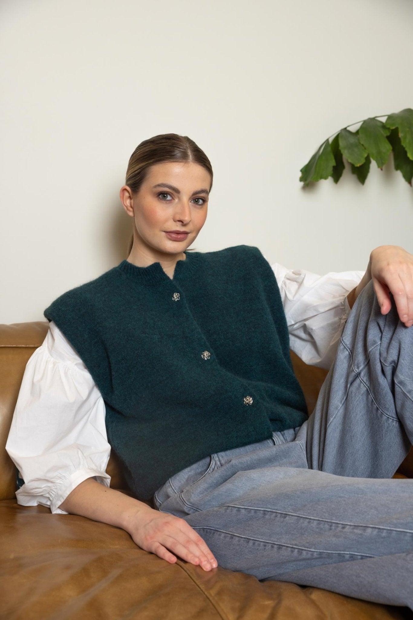 BLOUSE IN POPELINE MET BRODERIE (9567) - Four Roses
