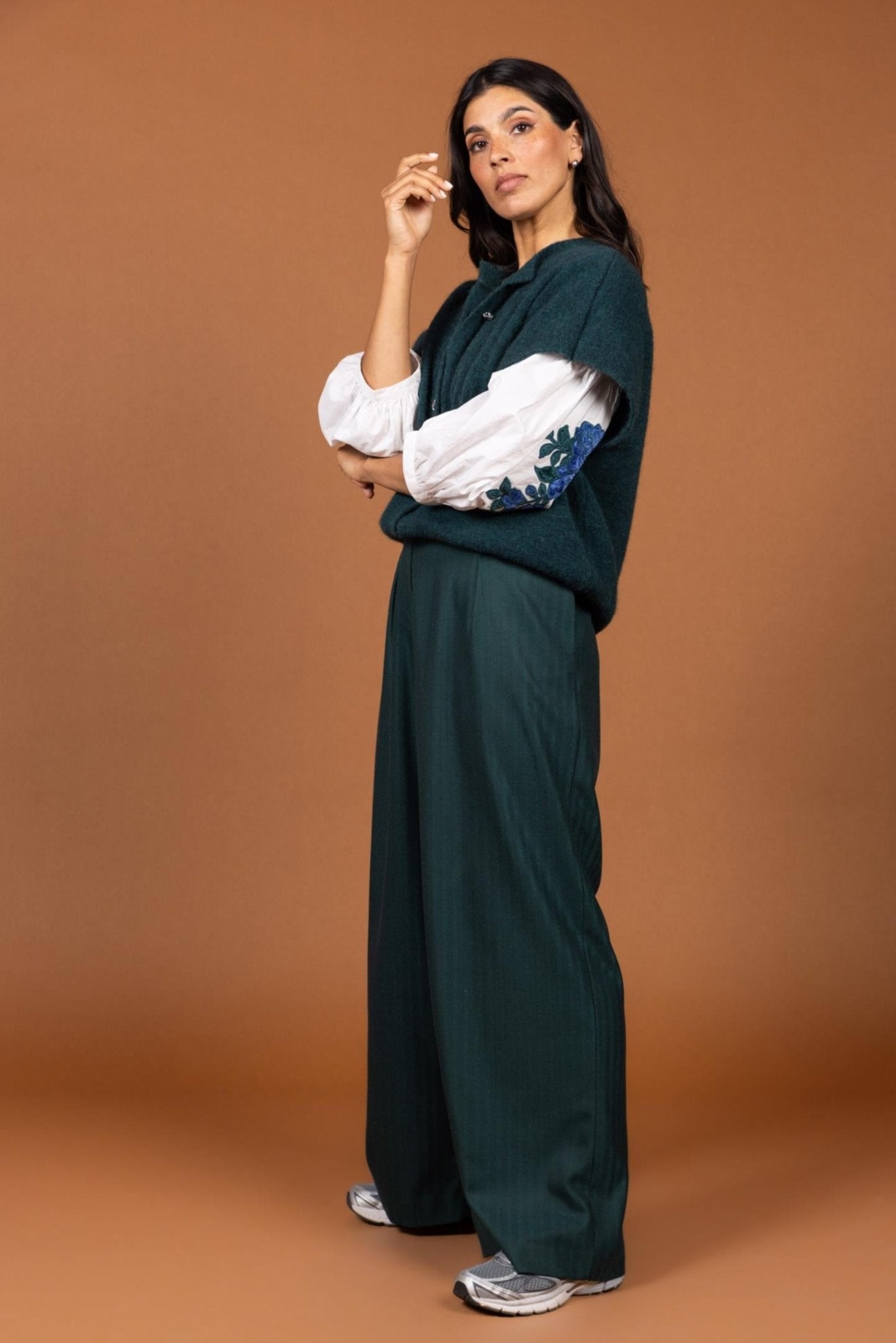 BLOUSE IN POPELINE MET BRODERIE (9567) - Four Roses