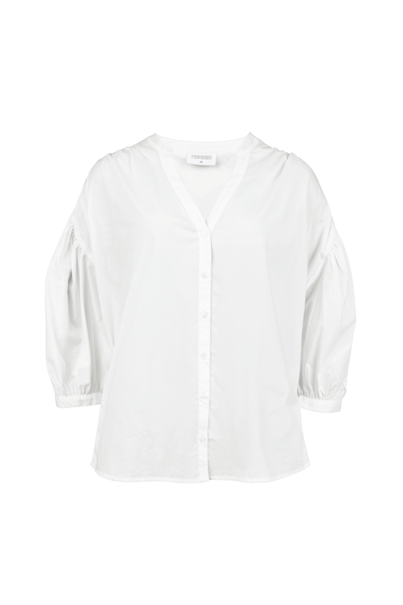 BLOUSE IN POPELINE MET BRODERIE (9567) - Four Roses